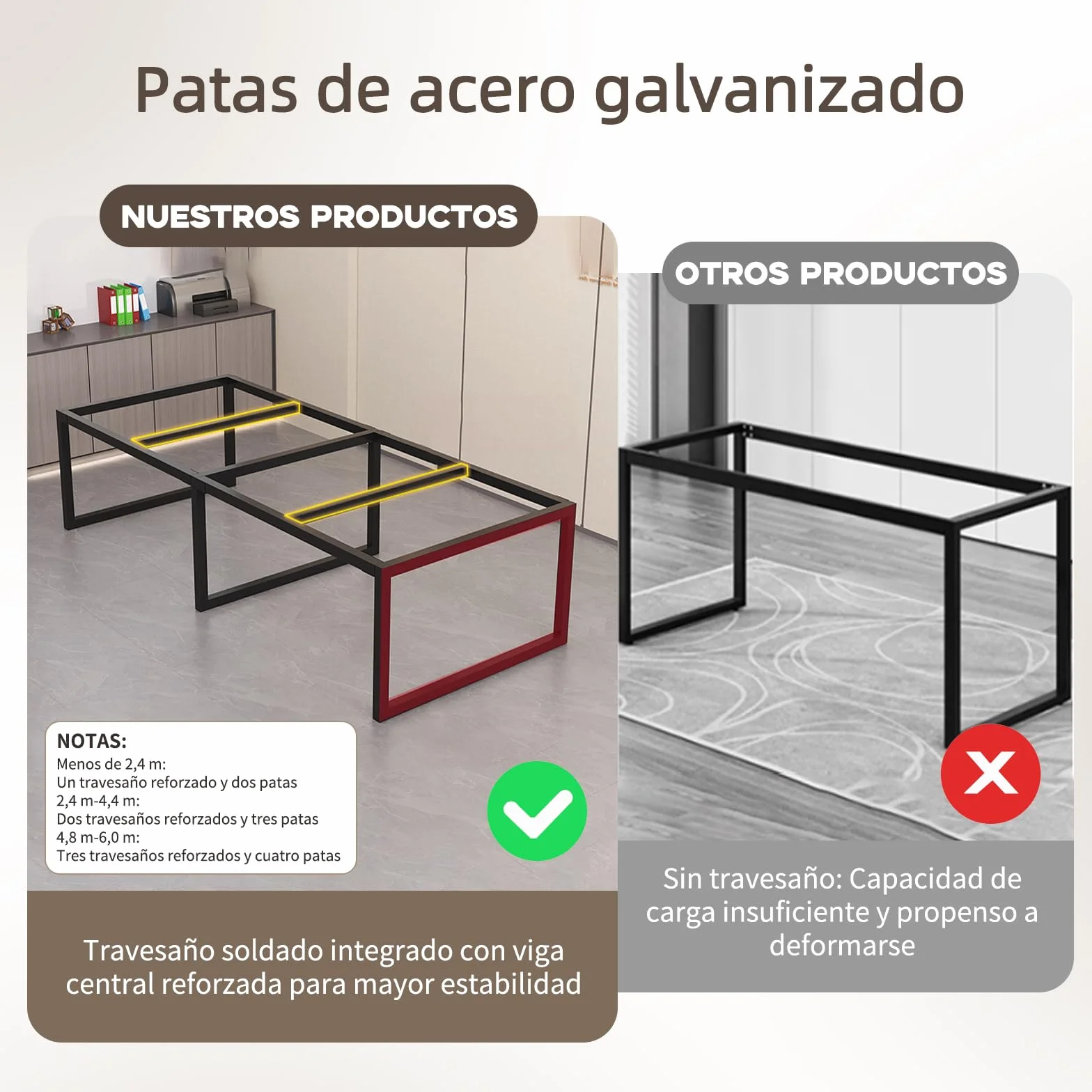 Mesa de Reuniones Grande, Mesa de Conferencias Moderna con Conducto para Cables y Estructura de Metal Negro, Rectangular, para 8-12 Personas, Ideal para Oficina y Sala de Seminarios