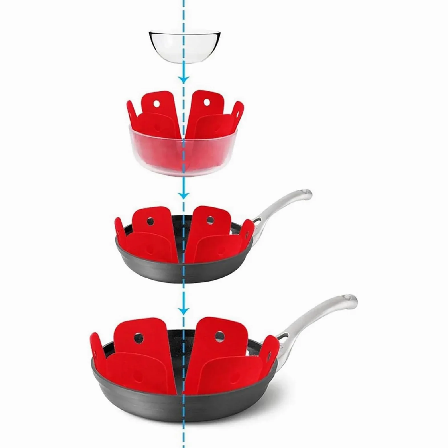 3 Protectores for ollas y sartenes, 5 tamaños Diferentes, de Rojos más Grandes Gruesos, separadores for Aislamiento vajilla para Ollas y Sartenes Calientes(38cmx38cm)