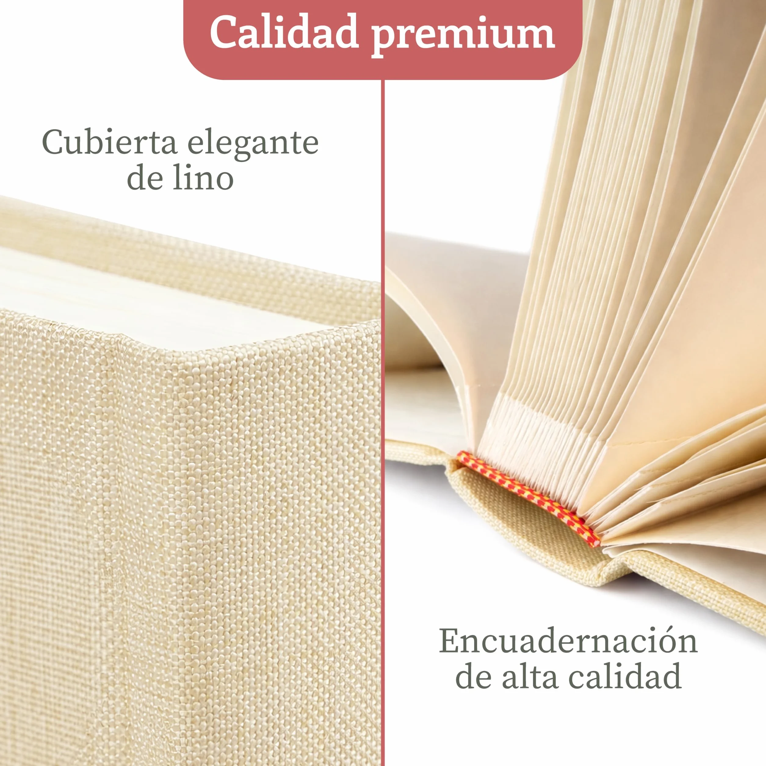 Zenacolor Album Fotos para Pegar y Escribir - Album de Fotos Lino 30x22cm Beige - 50 Páginas Brancas & Espaço para 150 Fotos