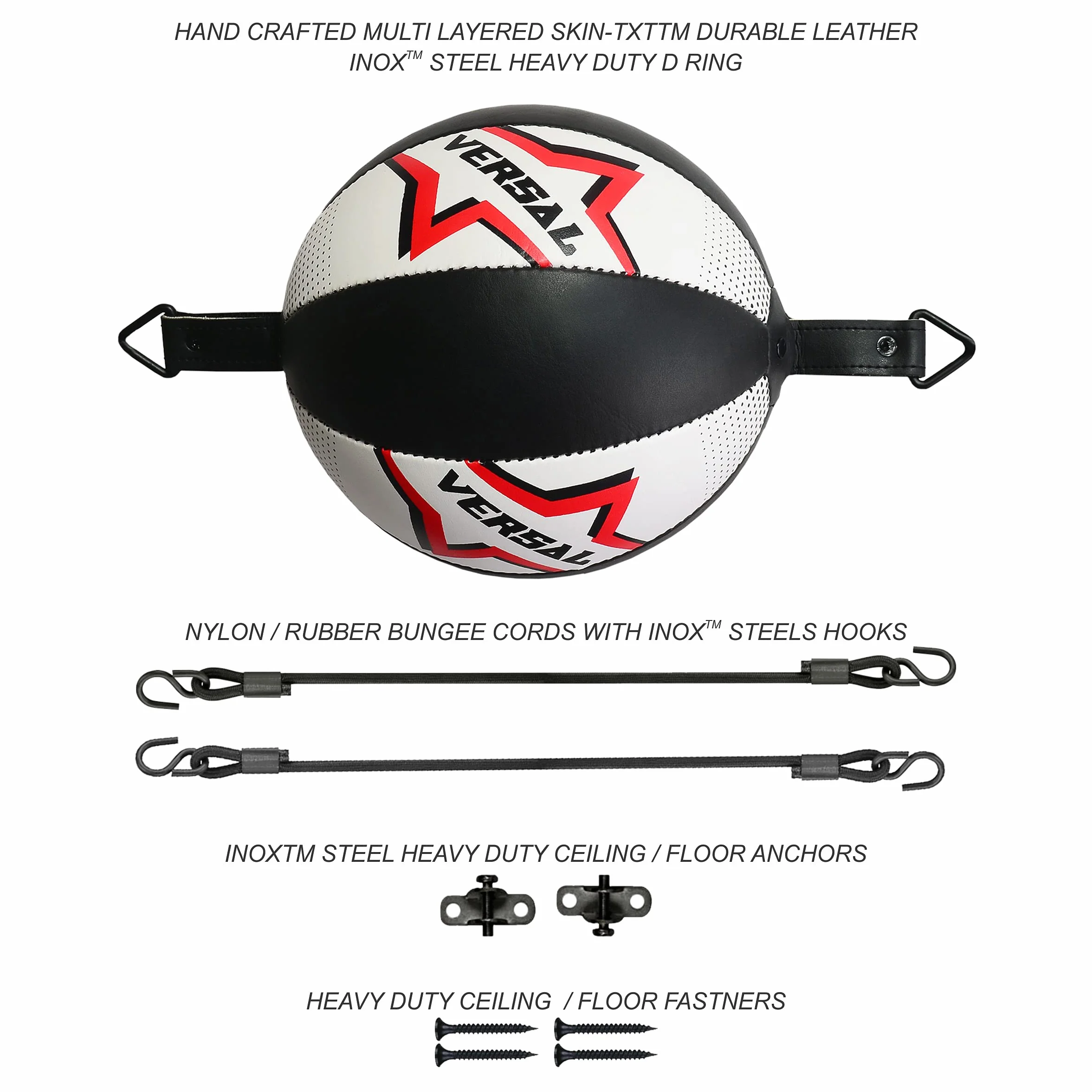 Pelota de boxeo de doble extremo de piel para MMA Speedball entrenamiento saco con cuerdas y anclajes