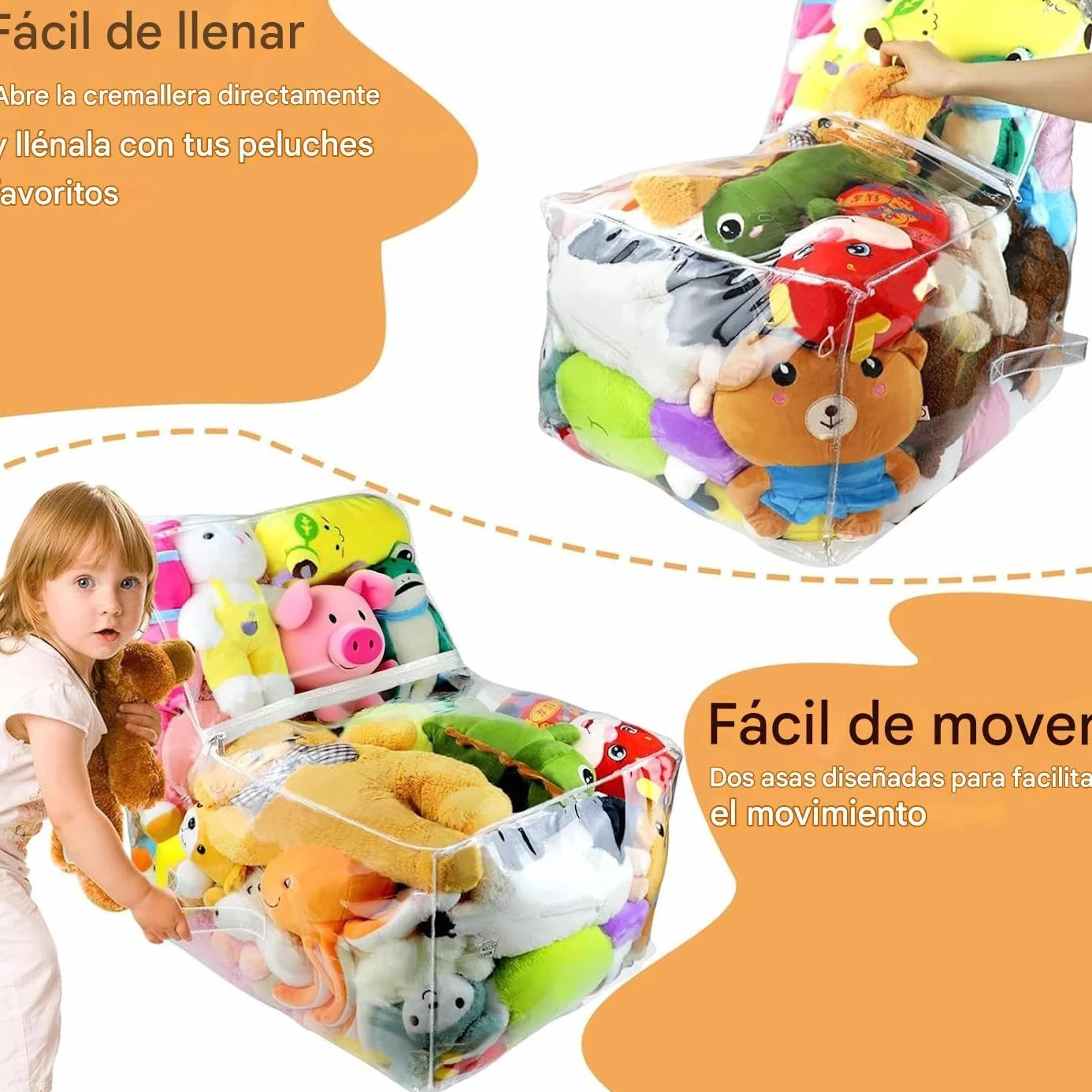 Sillon Transparente para Peluches | Funda Transparente para Silla De Puf De Animales De Peluche | Impermeable, Resistente Al Polvo, PVC, Sin Relleno Incluido