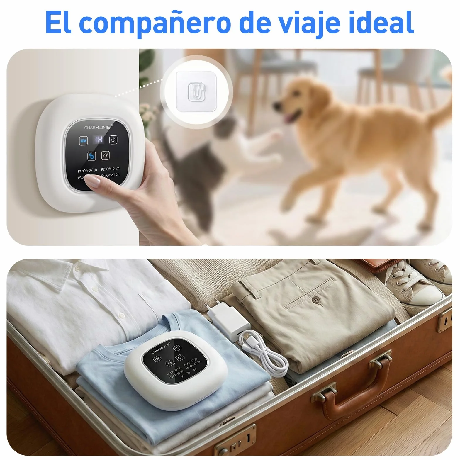 Purificador de aire portátil 3 en 1 con aromaterapia, elimina rápidamente los olores de mascotas y humo, devuelve el aire fresco a los espacios pequeños y es compatible con enchufe o batería externa