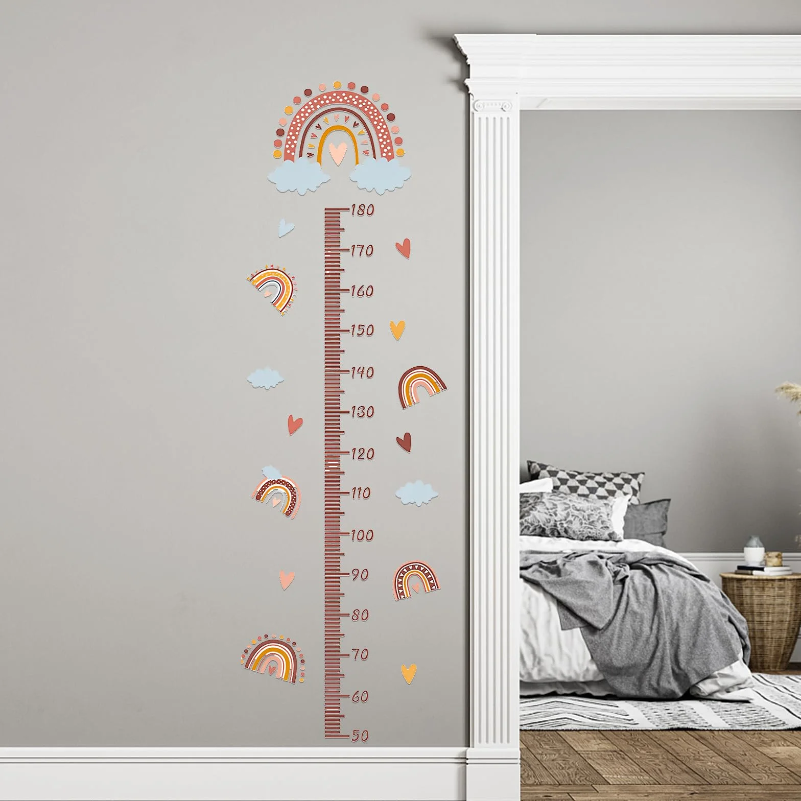 Medidor Niños Pared Tabla Crecimiento YIDM Altura Impermeable Autoadhesivo Infantil Decorar Dormitorio (Arcoíris)