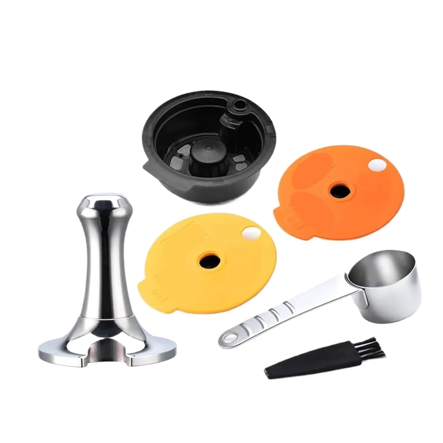 Cápsulas Reutilizables Filtros De Cápsulas De Café Taza De Cápsula Tapa De Silicona Fabricante De Cápsulas De Frijol, Compatible Con La Máquina BOSCH, s, Compatible Con Tassimo(60ml-180lid-ss)