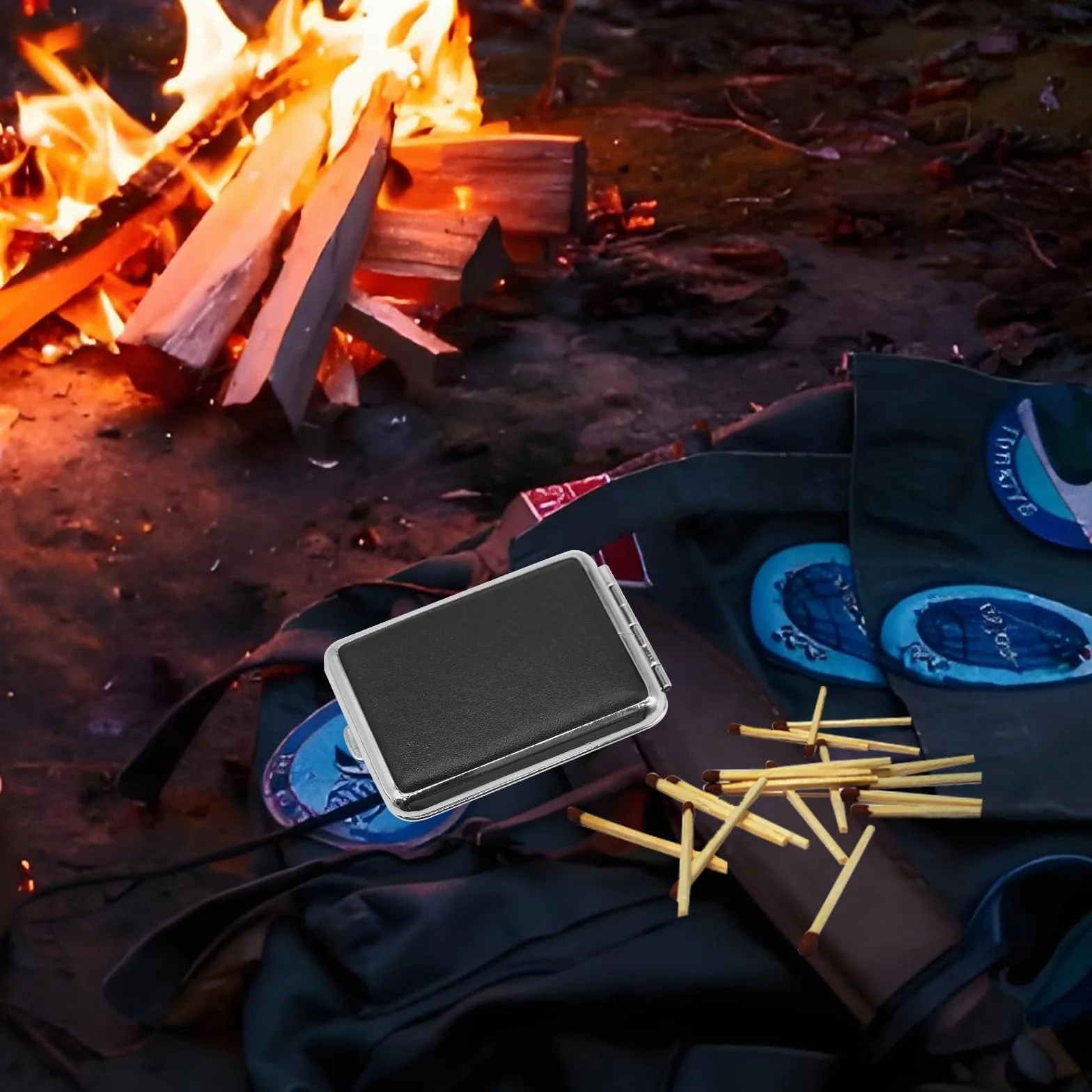Caja de cerillas de Metal con Placa de fricción, Acero Inoxidable, Resistente a la Humedad, para encender chimeneas al Aire Libre y Acampar