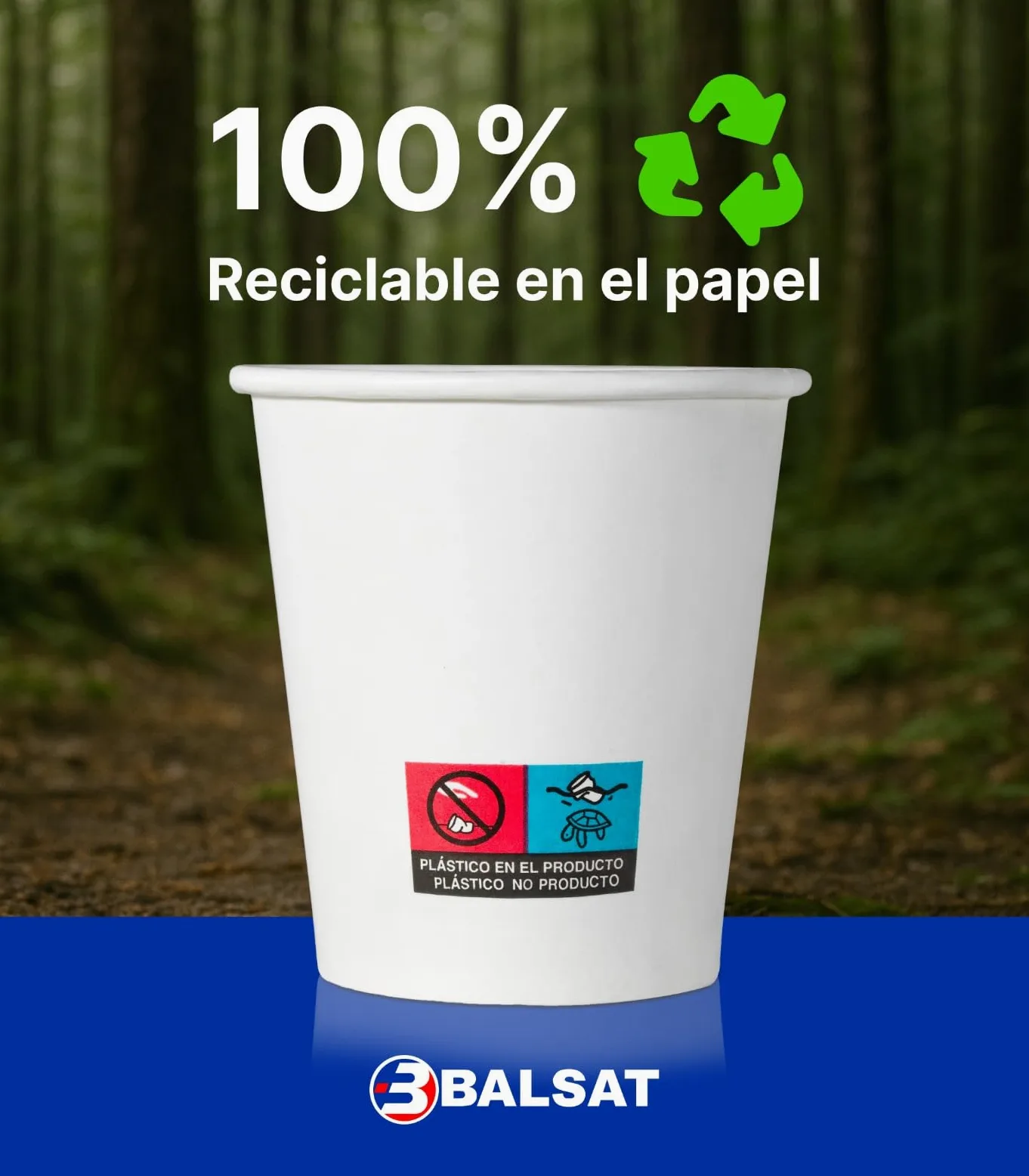 BALSAT Vaso Papel Blanco 200 ml. Fuentes de Agua, Bebidas para llevar, Resistente al calor y al frio. Reciclable y compostables (1000)