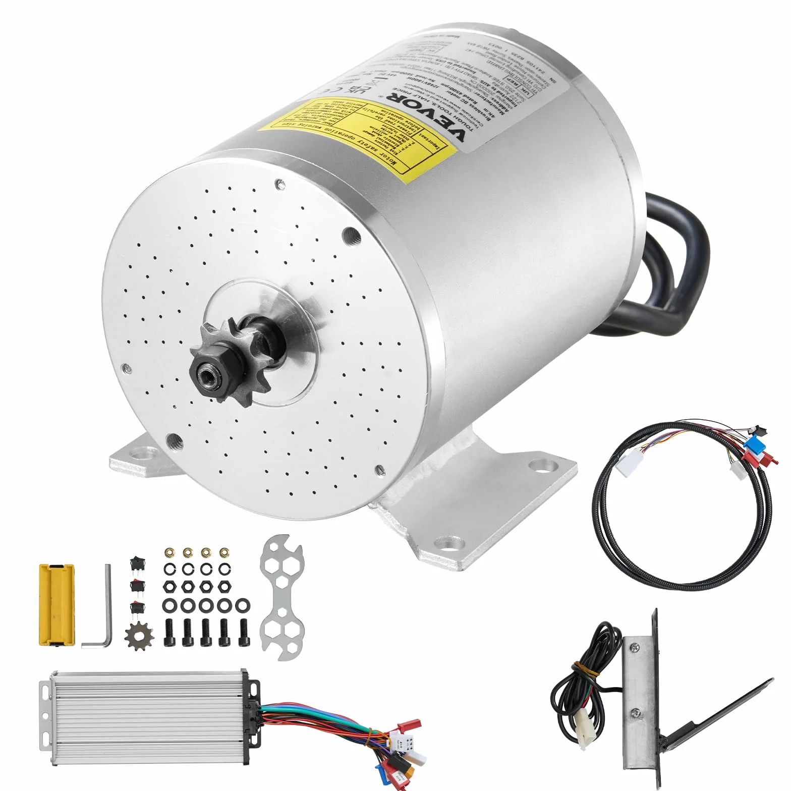 VEVOR Kit de Motor Eléctrico de CC sin Escobillas 1800 W 48 V 4500 RPM Controlador de Velocidad para Bicicletas Eléctricas