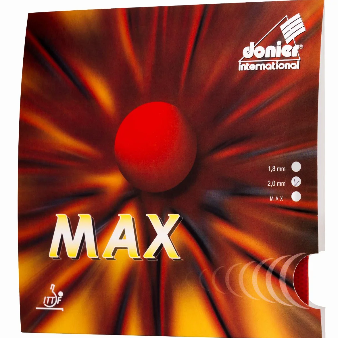Donier Goma de Ping Pong MAX 2,0 mm Rojo Tenis de Mesa Alta Velocidad Control