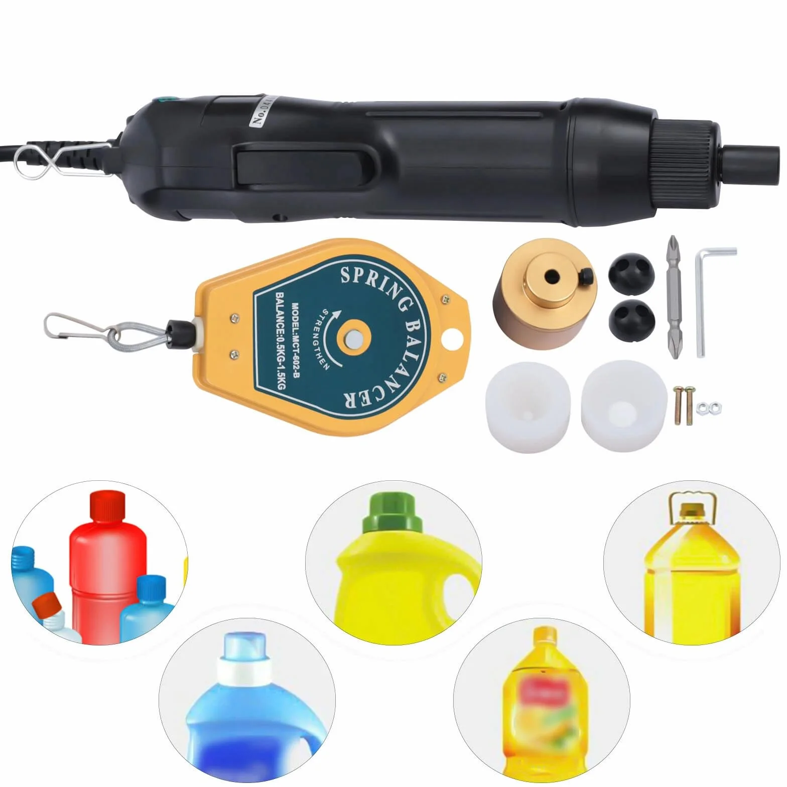 Máquina de tapado eléctrica máquina de tornillo 900r/min Tapado manual 20-50 botellas/min Botellas latas máquina de sellado para 10-30 mm diámetro tapa (negro)