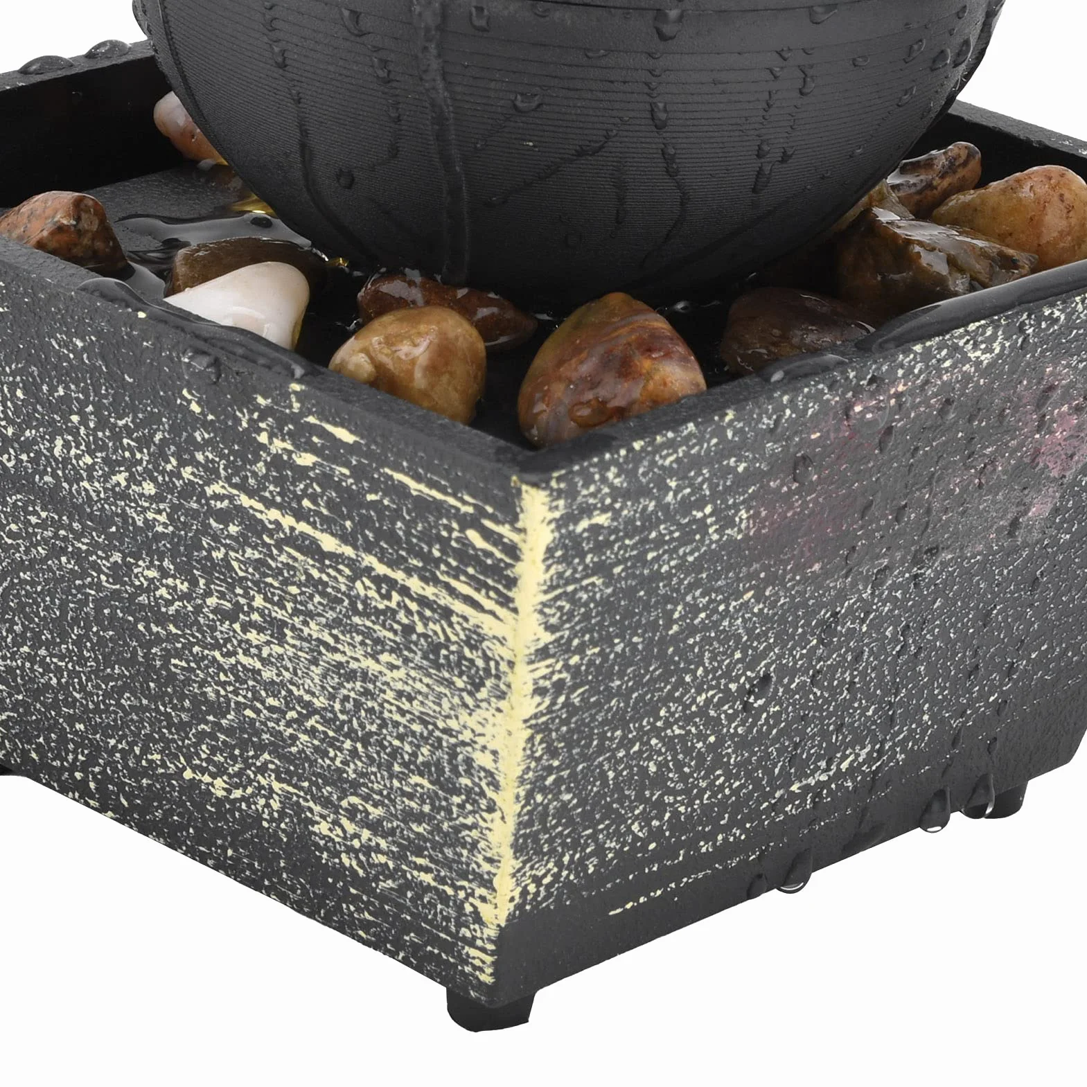 Fuente de la Cascada de Escritorio USB Función de Agua Zen con alimentación con Dispositivo de Flujo de Agua de Bola Grande de circulación de Interior Mini Feng Shui Fuente de la