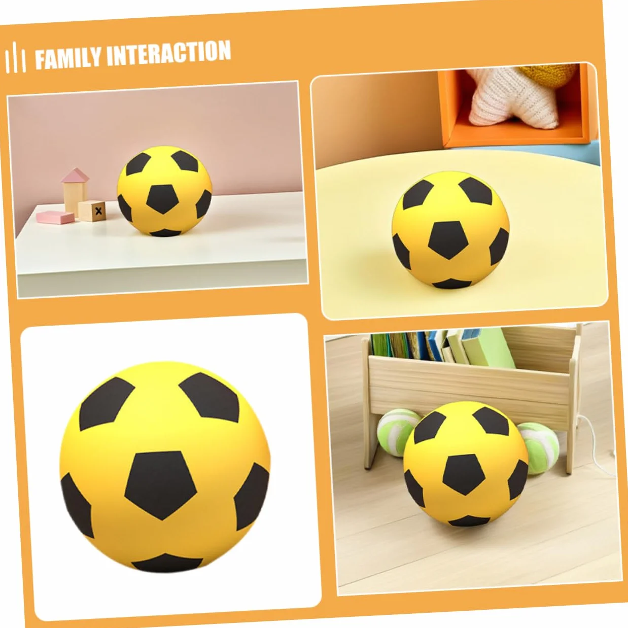 INOOMP Mini Pelota de PU Foaming Amarilla para Fútbol en Niños Interior Silencioso