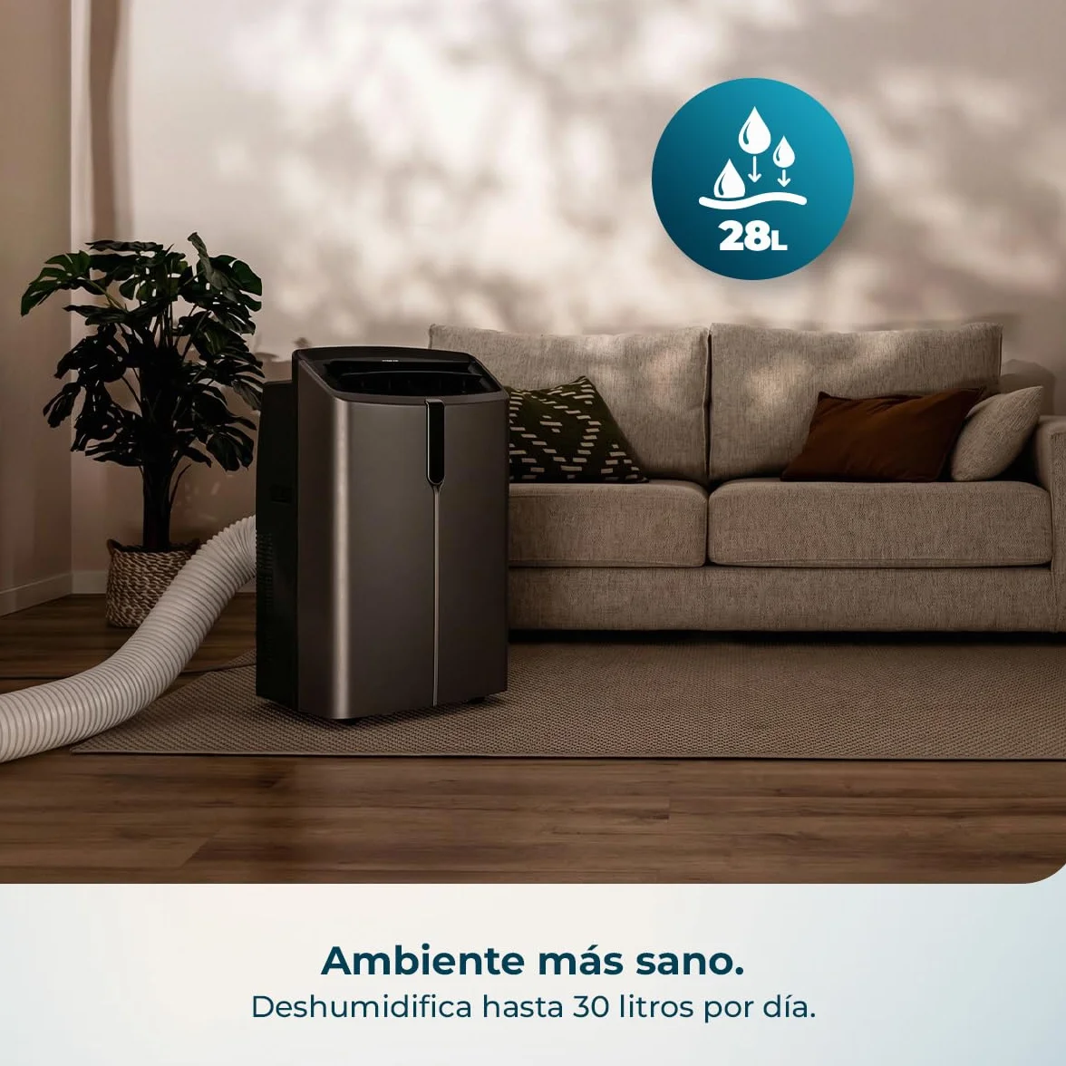 Cecotec Aire Acondicionado Portátil con Bomba de Calor y Wifi ForceClima 14800 Nux Heating Connected. 14000BTU, Mando a Distancia, Pantalla LED, 5 Modos, 3 Velocidades, Temporizador, Cobertura 30-35m²
