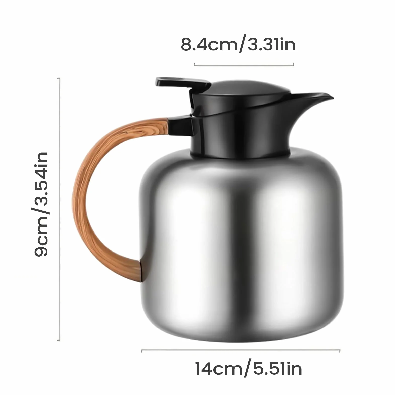 Jarra De Café Térmica 2L Aislamiento Al Vacío | Jarra De Café De Gran Capacidad Para Mesilla De Noche Para Hogar, Oficina, Apartamento, , Restaurante, Acampada, , Té,