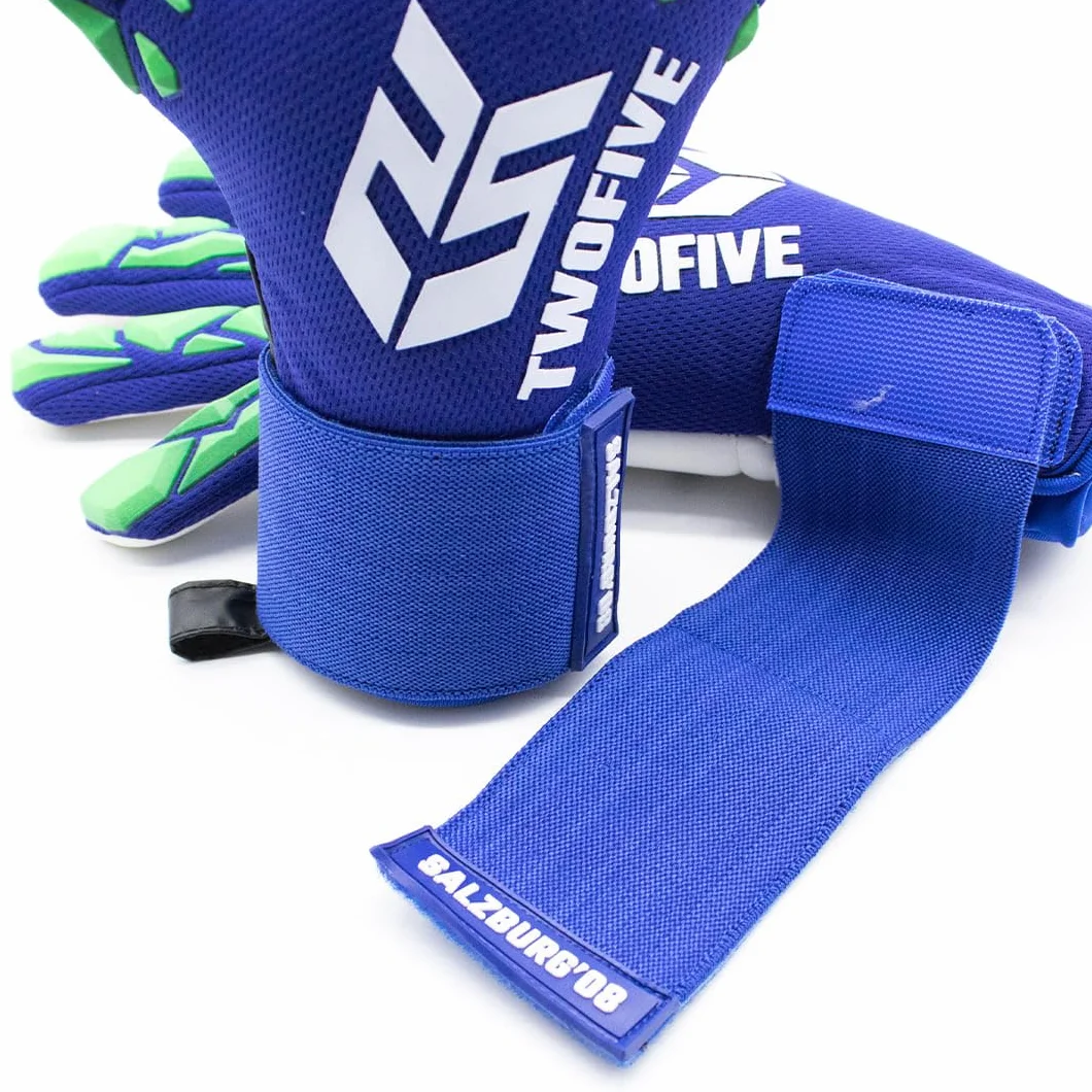 TWOFIVE Salzburg'08 Basic Guantes de Portero Niño Unisex Azul Verde Palma Roughprofile Duradera Corte Negativo Talla 6