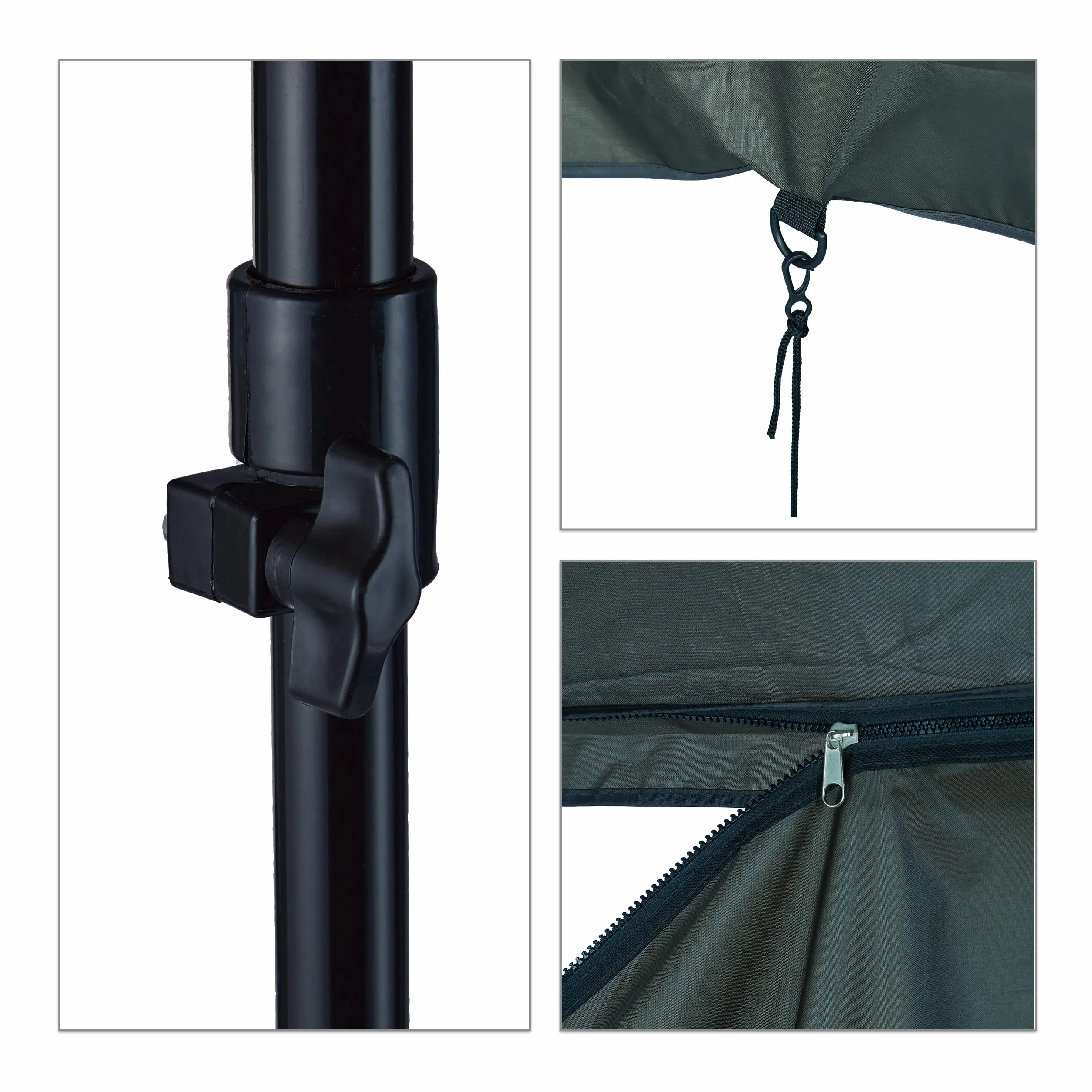 Relaxdays Paraguas de Pesca con Pared Lateral, Repelente al Agua, Verde