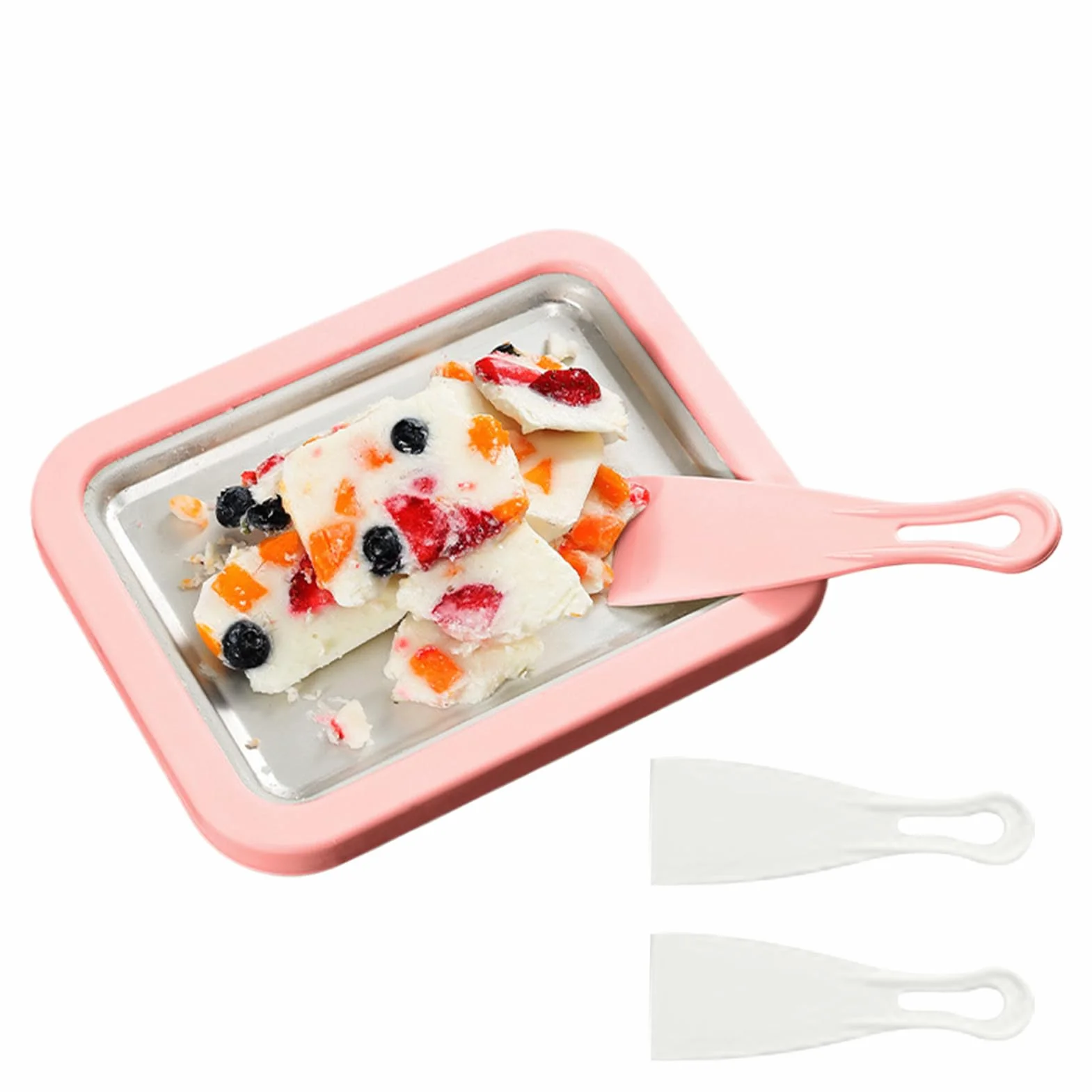 Máquina Para Hacer Enrollado,Bandeja para Rollos de Yogur - Placa Fría Instantánea Con 2 Espátulas | para Adultos Cocina Doméstica Reuniones Familiares Exterior Vacaciones Cocina