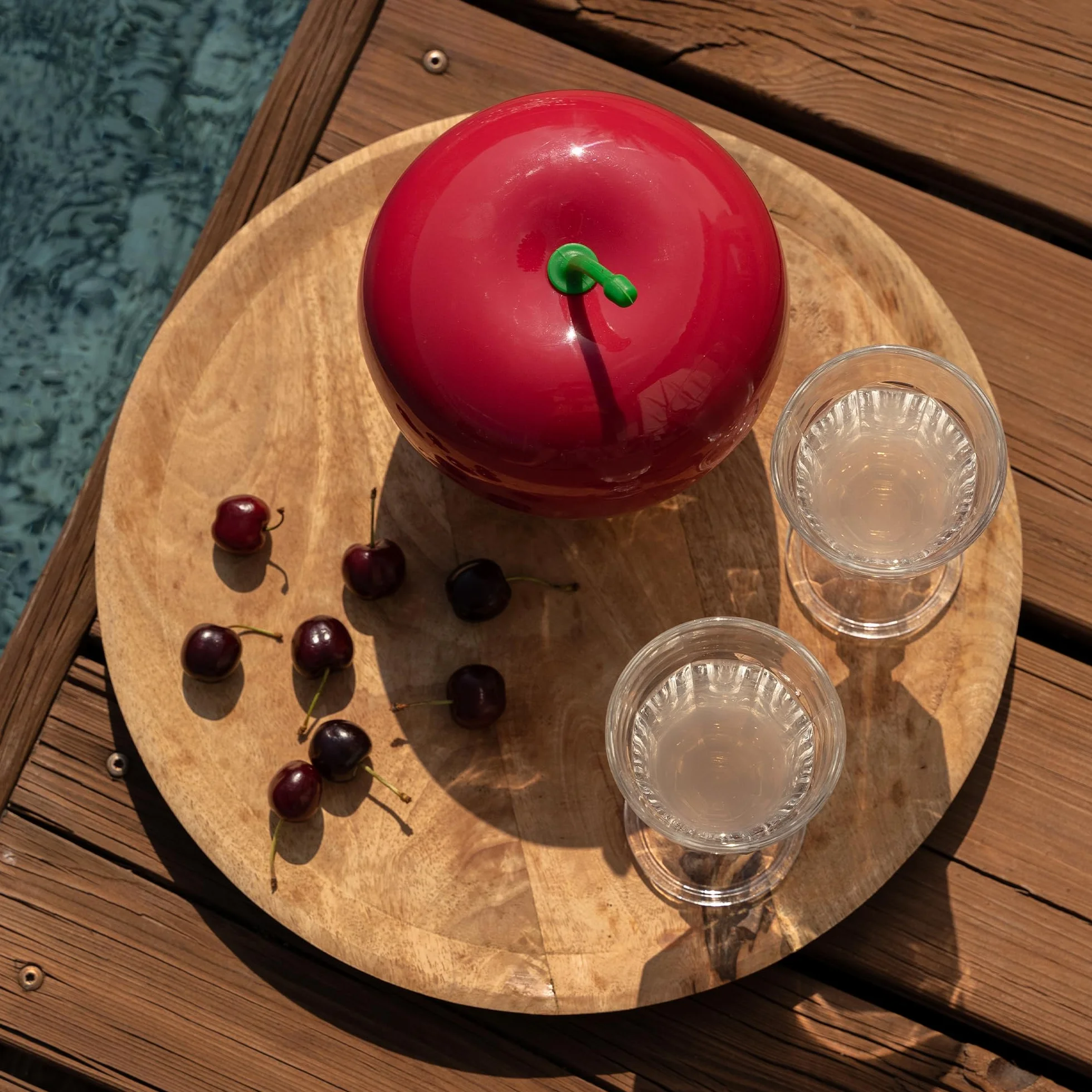 Cecoa • Cubo de Hielo Cereza • 750 ml • Doble Pared Hermética • con Tapa + Pinza • Cubo de Hielo de diseño de Frutas • Aperitivo, cócteles, mojitos, Fiestas, veladas • Compacto, Original, Isotérmico