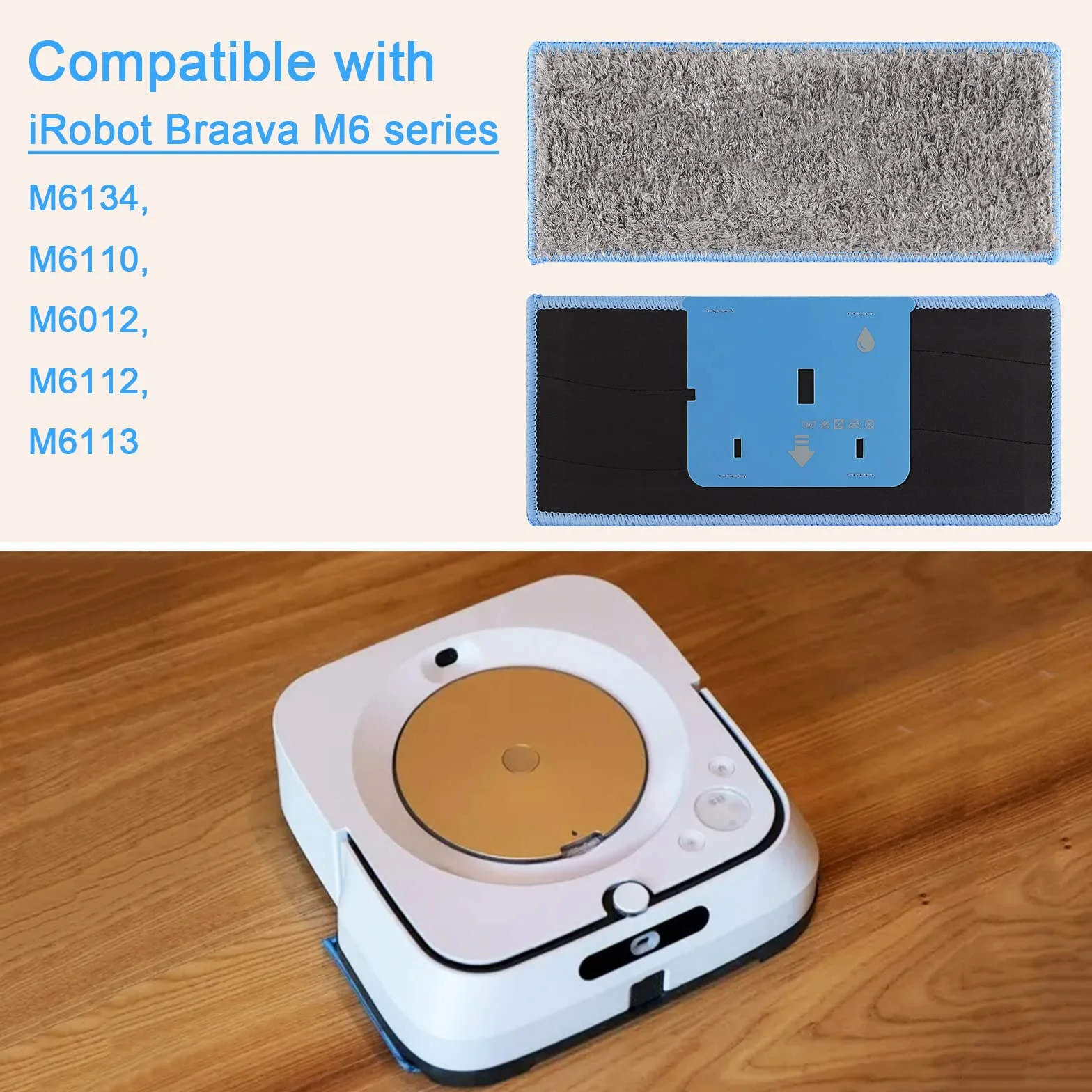 Sgizoku 8 almohadillas para mopa iRobot Braava Jet M6134, paños lavables para iRobot Braava M6 Serie, almohadillas reutilizables