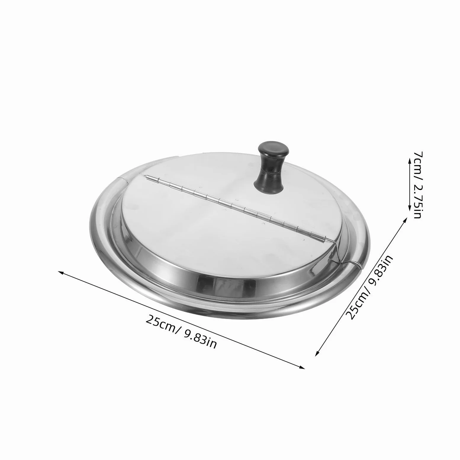 Tapa de Sartén de Acero Inoxidable Asa, Diseño Profundo y Grueso, para Ollas y Sartenes, Adecuado para Freír y Cocinar al Vapor, Diámetro 25cm