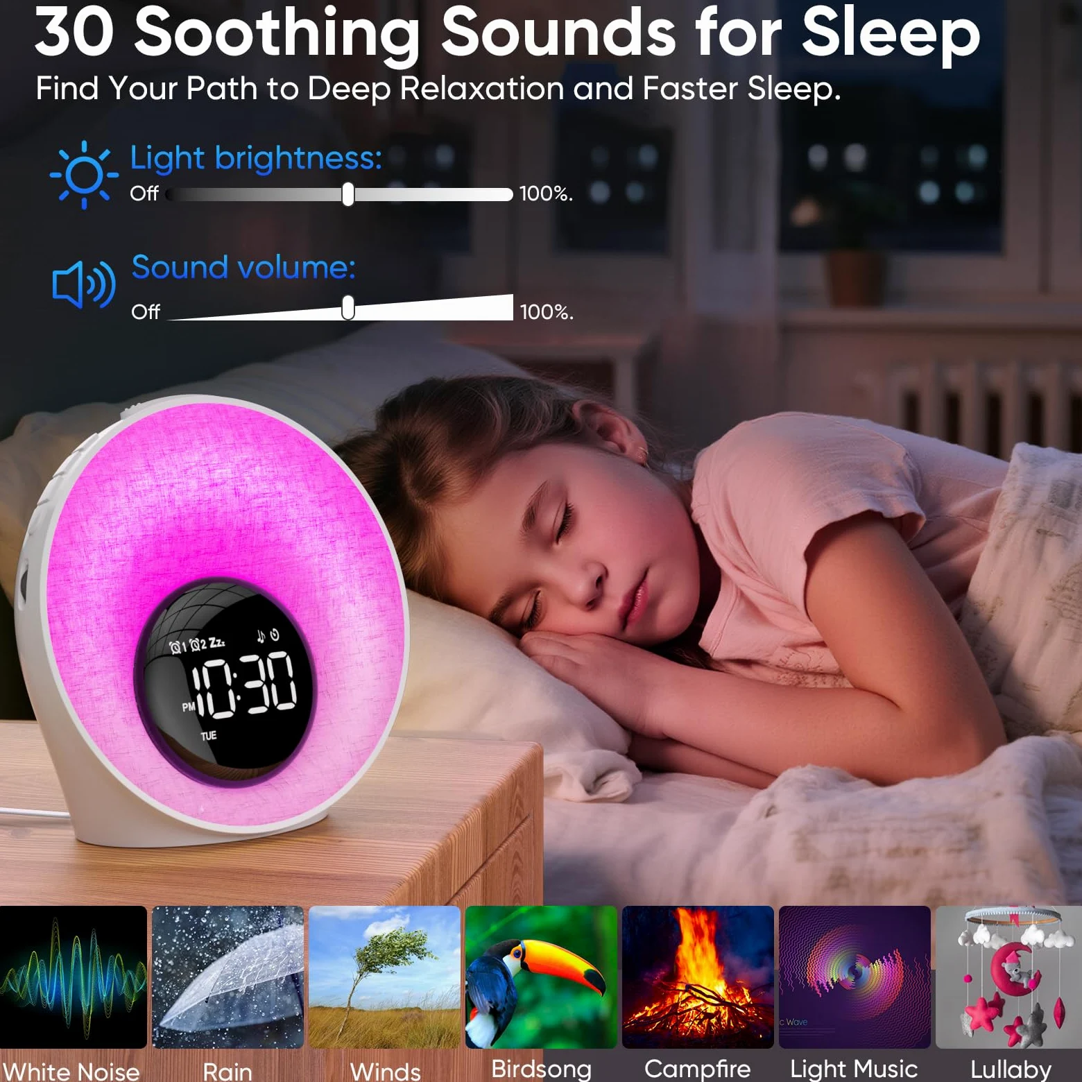 AFEXOA Despertador Luminoso Simulador de amanecer, Despertador Simulador de amanecer en Lámpara de noche LED, Despertadores para Personas en Sueño Profundo