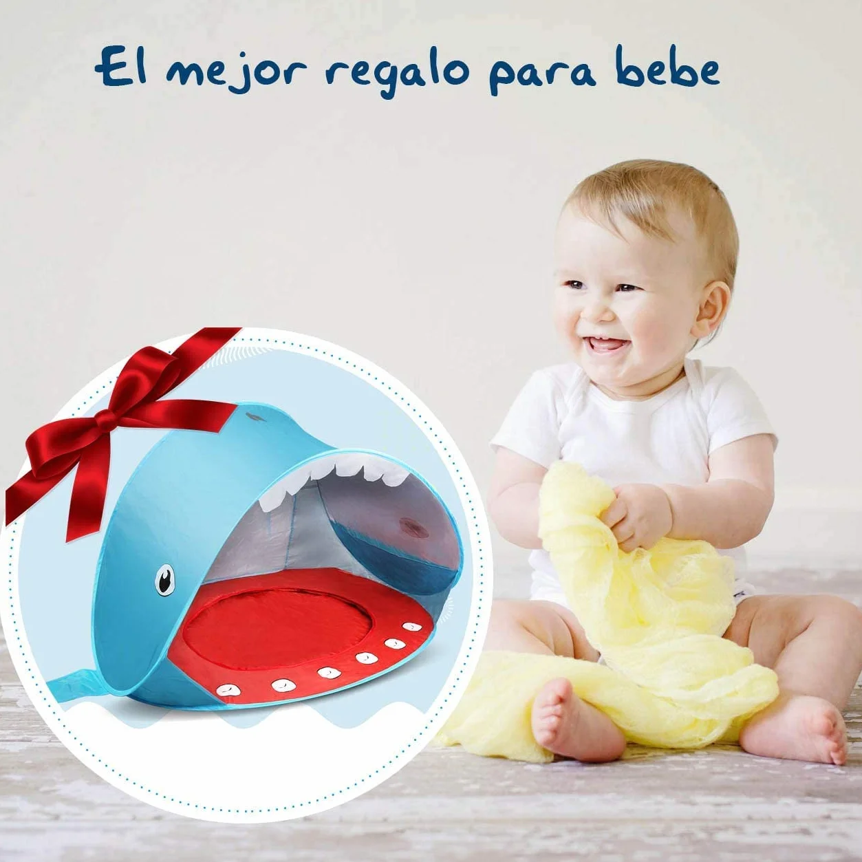 Opret Tienda Playa Bebe Pop-up Piscina Niños Carpa Plegable Portátil Anti UV 50+ Protector Solar, Azul