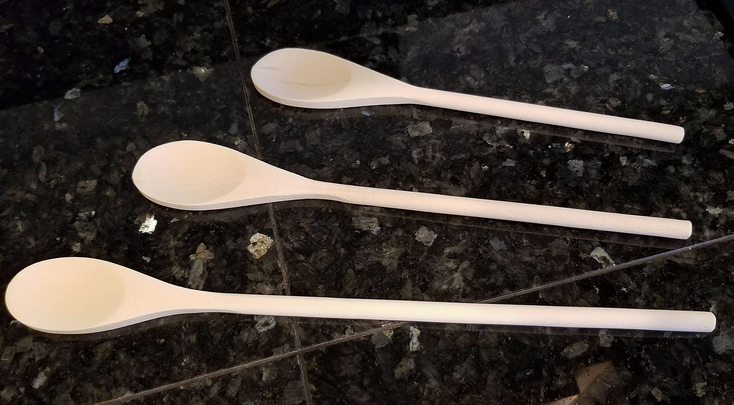 Juego de 3 cucharas para mezclar de madera con mango largo – 25,4 cm, 30,5 cm y 35,5 cm de largo