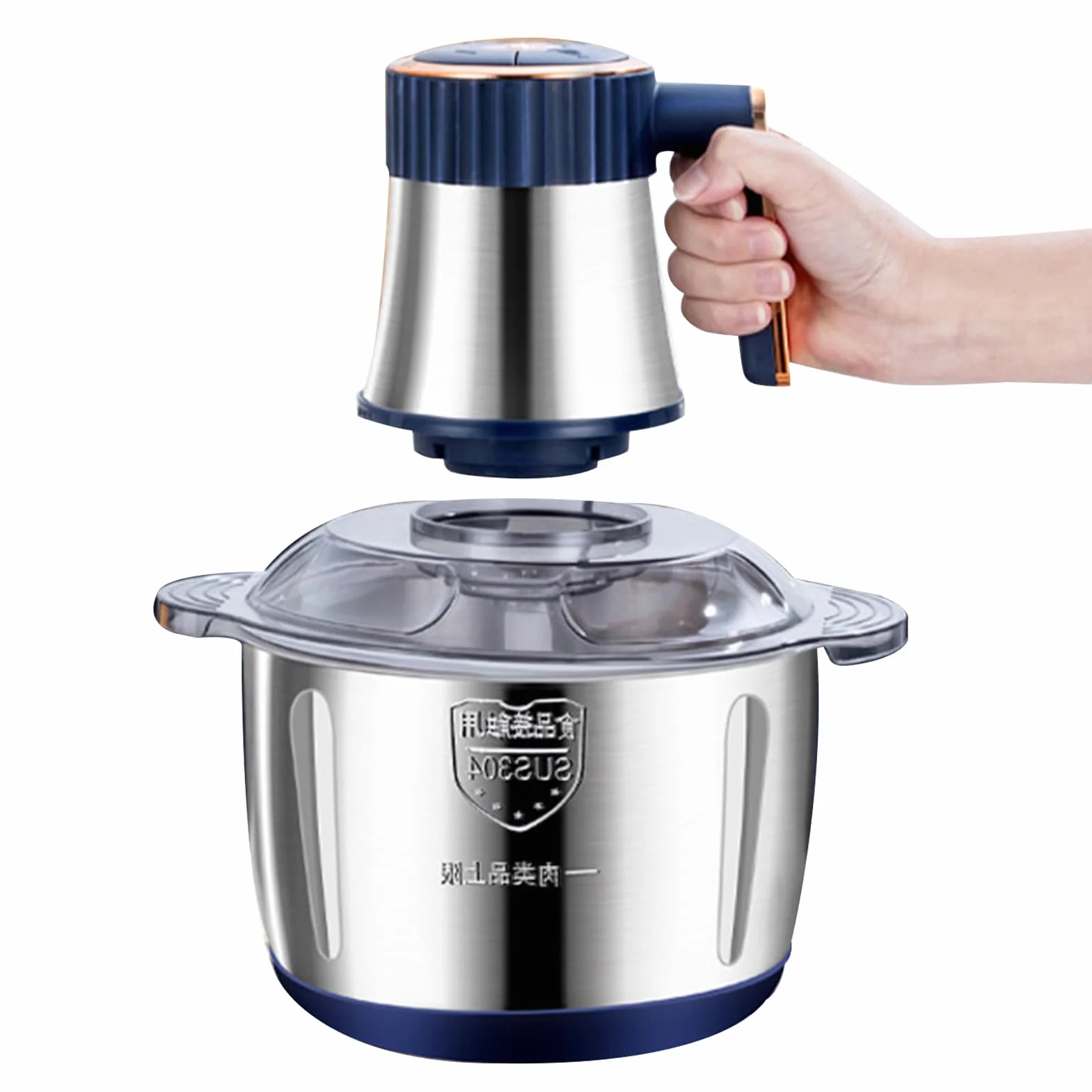 Picadora de Carne Utensilios De Cocina Eléctricos De Acero Inoxidable | Picadora de Carne de 5 Litros con Modo de 5 Velocidades para Cebolla Nuez Fruta Verdura Ajo Pollo Res Cocinar Cocina