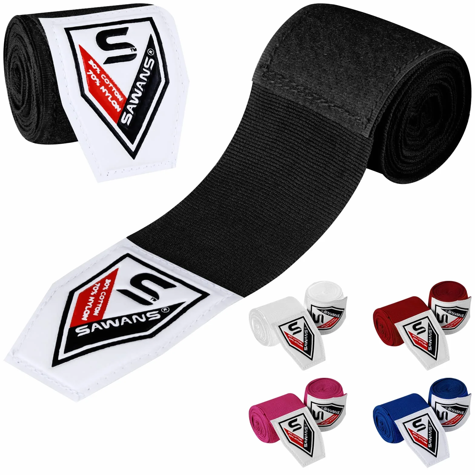 SAWANS Envolturas de Mano de Boxeo Vendajes de Artes Marciales 4.5 Metros Correas de Apoyo de Muñeca Entrenamiento