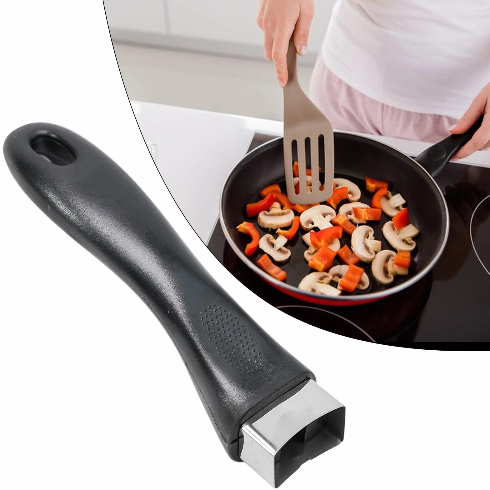 Mango de repuesto para ollas de baquelita para asas laterales en sartenes y cacerolas, hecho para uso en utensilios de cocina (negro)