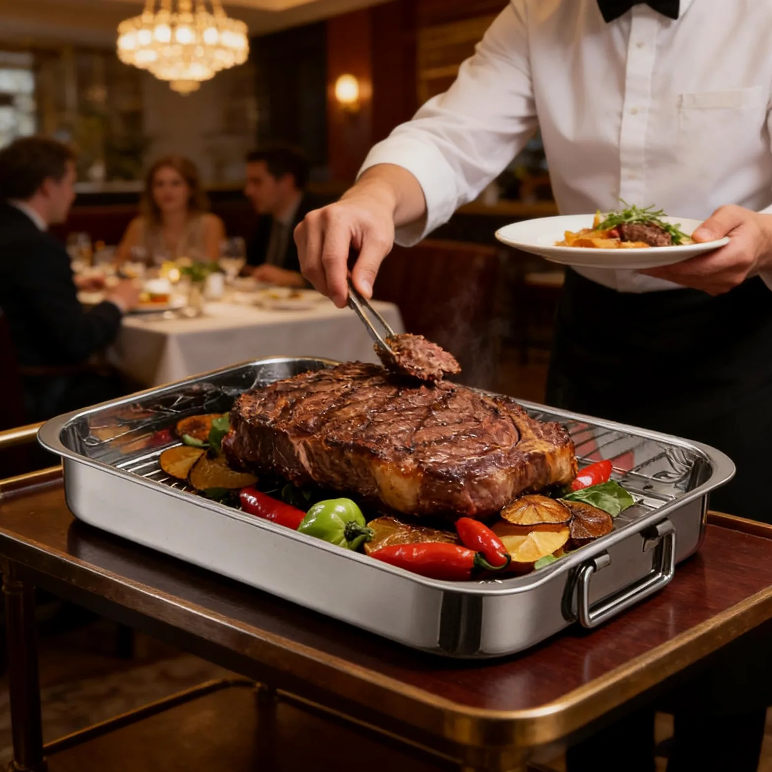 Plato De Asado Para Utensilios De Cocina De Acero Inoxidable | Parrilla de horno de metal para Acción de Gracias fiestas pavo pollo jamón cena noche reuniones familiares animadores