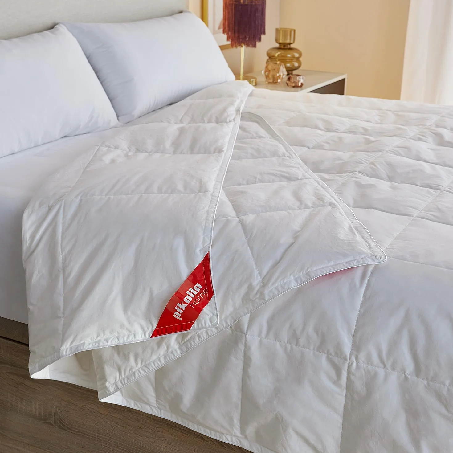 PIKOLIN Home - Edredón Nórdico Duo 92% Plumón de 120 y 160 gr | Cama 150/160 | 240x220 | 4 Estaciones | Tejido de Algodón | Unión Mediante Corchetes
