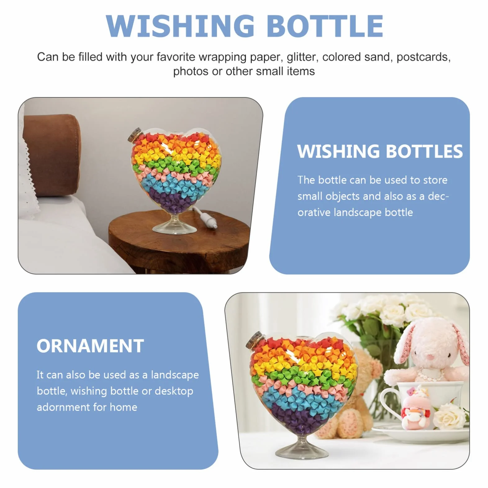 Frasco De Vidrio De Corazón Con Tapa De Corcho Botellas Decorativas Vacías Mensaje Deseo Botella De Miel Arena Recuerdo Tarro Terrario Contenedor Para DIY Boda Florero Favor