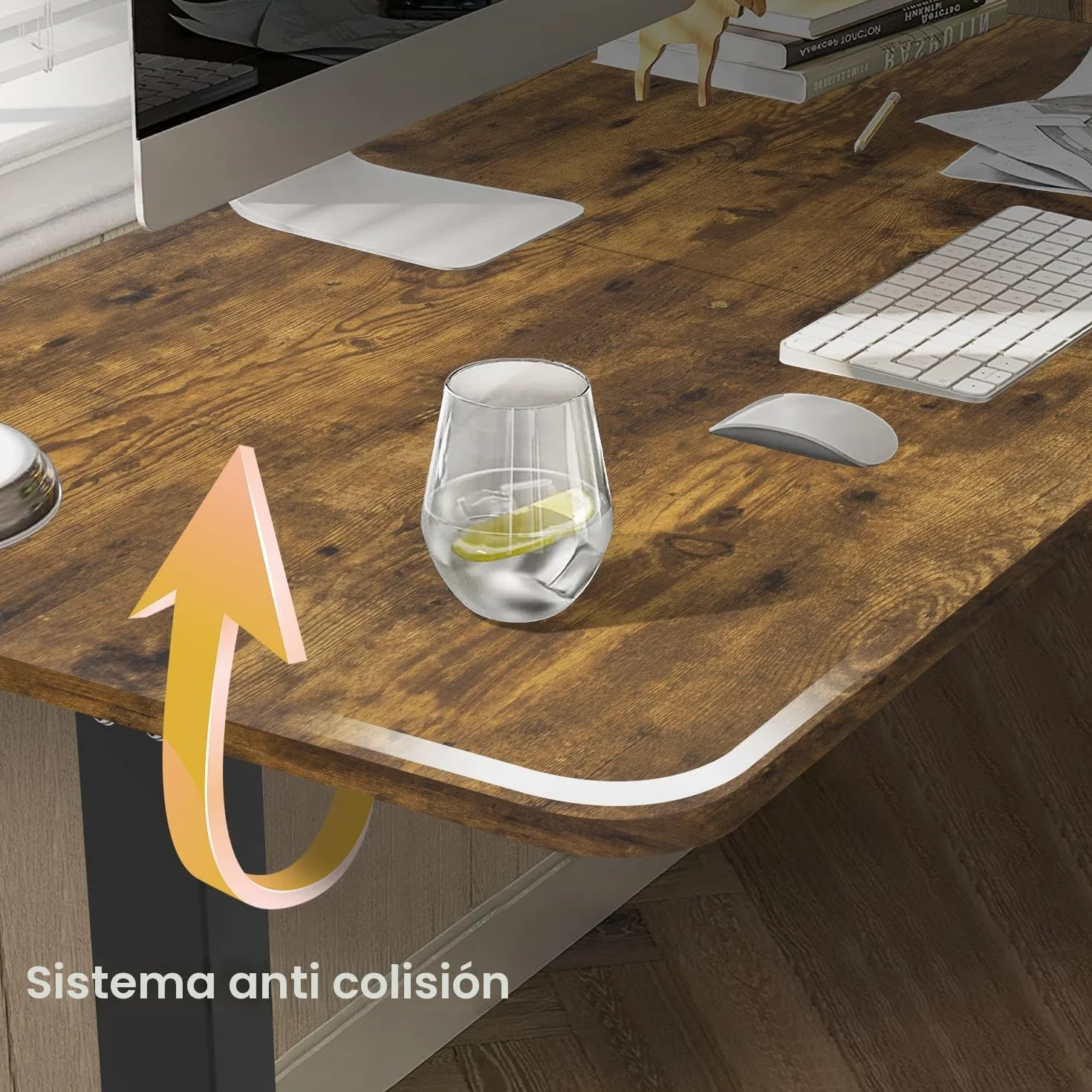 Devoko Escritorio Elevable Eléctrico con Tablero 160 x 70cm, Escritorio Regulable en Altura 73-118cm, 2 Opciones de Memoria Inteligente para Estudiar, Trabajar(160×70cm,Marrón)