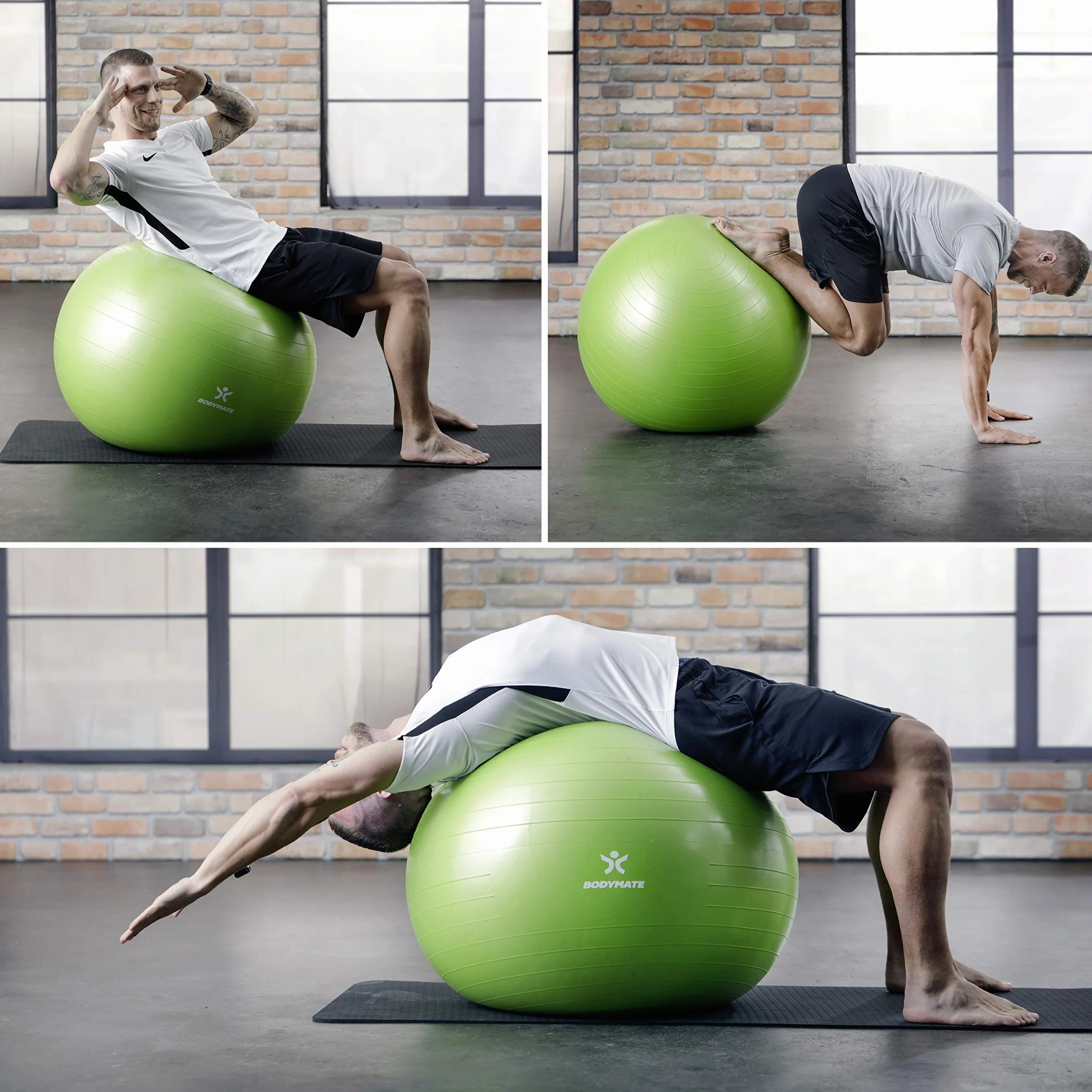 BODYMATE Pelota de Ejercicio con Sistema antirreventones, Bola de Yoga Pilates, Balón para Sentarse