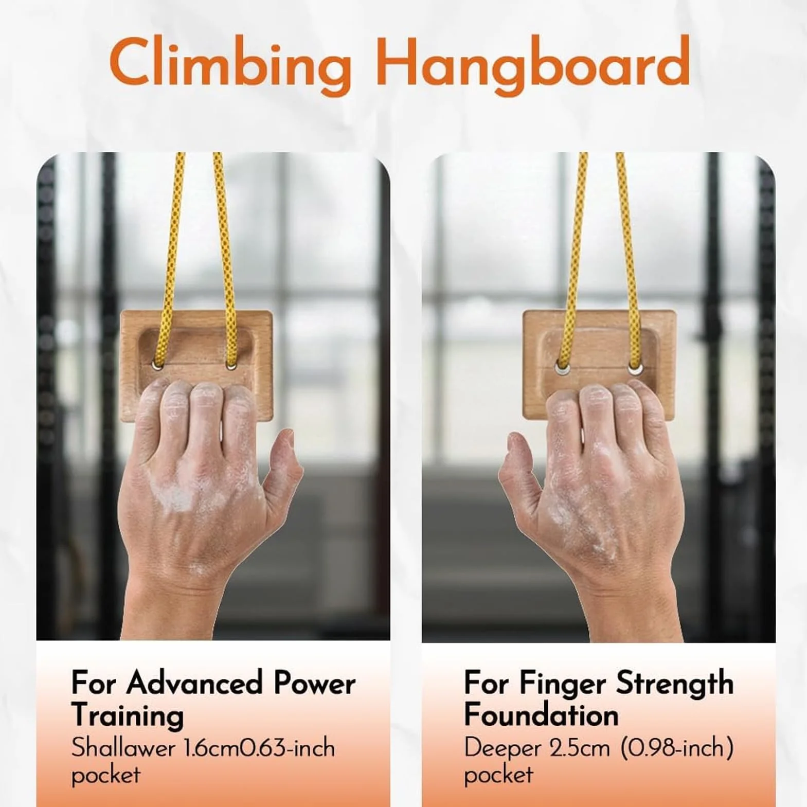 Hangboard Escalada en Roca - 1 Par Entrenador Madera Portátil para Escaladores, Mejora Fuerza de Agarre