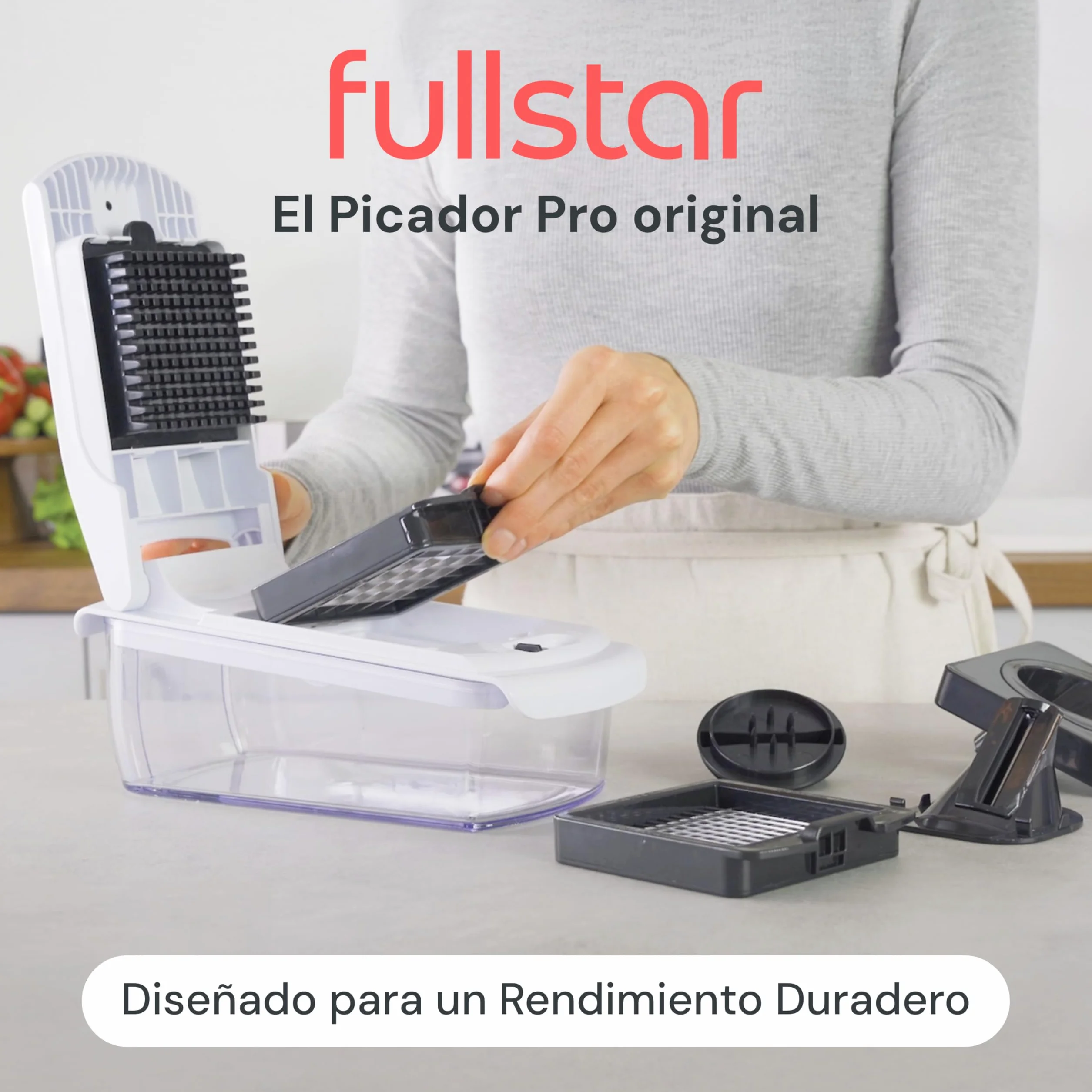 Fullstar Multifuncional Cortador de Verdura y Espiralizador Picador Manual PRO 4-en-1 Blanco