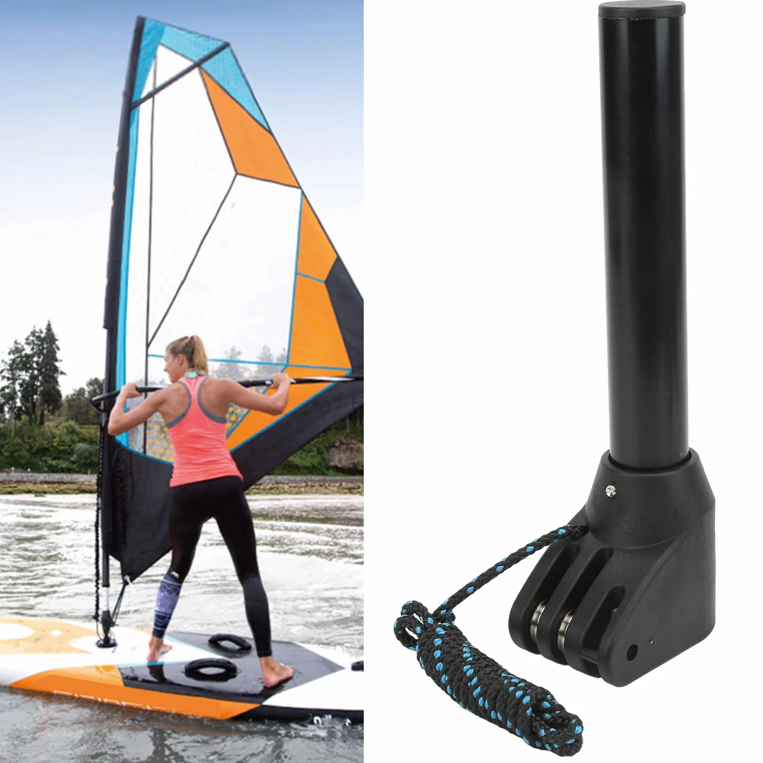 Varilla de Extensi¨®n de Windsurf, Adaptador de Montaje de Base de Varilla de Extensi¨®n de Windsurf de Aleaci¨®n de Aluminio con Cuerda para Deportes de Windsurf