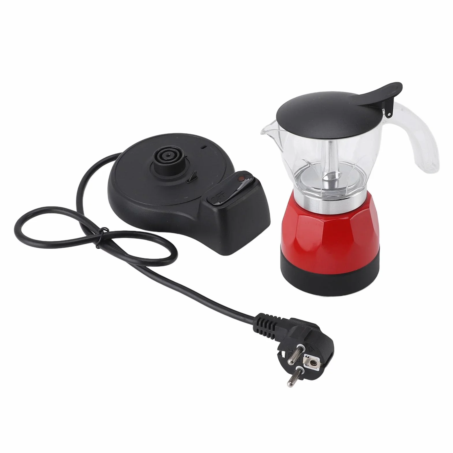 Italiana Eléctrica, 150ml 3 Tazas Moka Pot de Aluminio Percolador Eléctrico con de Filtro Preciso, Función Antigoteo, Operación Rápida y Piezas Fáciles de Limpiar,