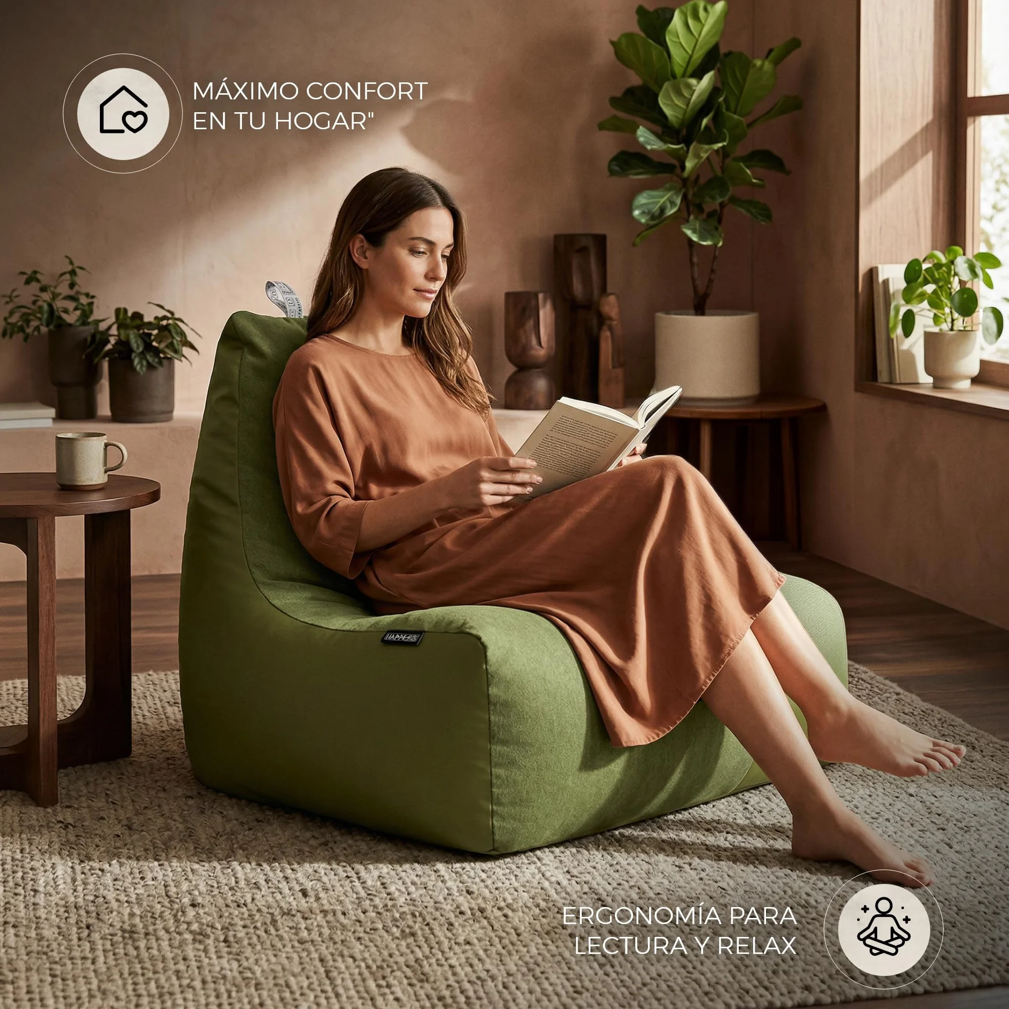 HAPPERS Puff Sillón Naylim Mate con Relleno Incluido para Exterior e Interior Transpirable y Resistente| Asiento Relax Ergonómico para Terraza, Jardín y Salón | 85x80x90 cm Gris