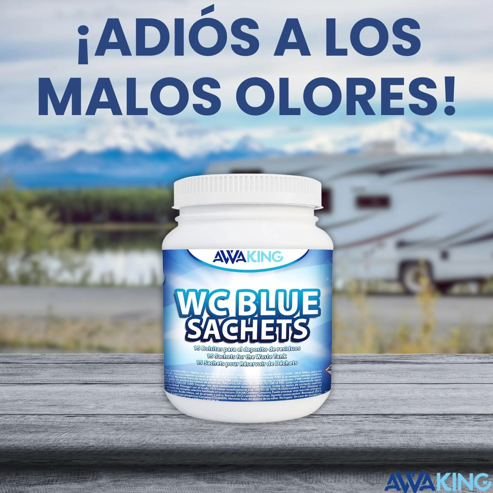 Pastillas WC Quimico Autocaravana Blue Sachets 15ud Limpia Desodoriza Aroma Fresco Depósito Aguas Negras Potti Cassete Caravana Camper