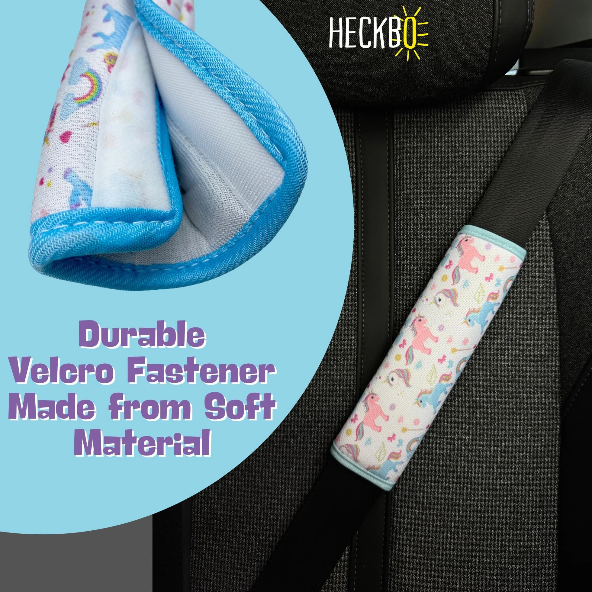 HECKBO 2x Protector para cinturón de seguridad Unicornio para niños Almohadilla para el hombro