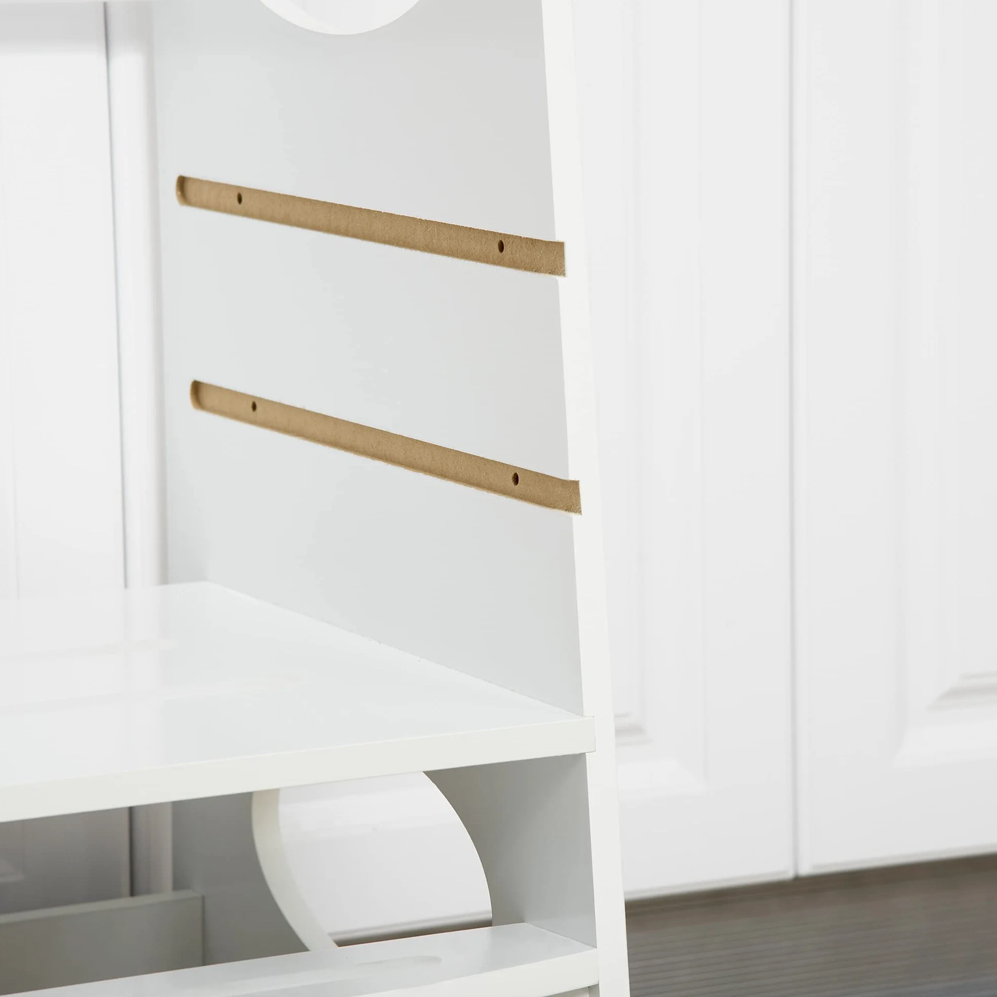 HOMCOM Torre de Aprendizaje Madera Niños Taburete Cocina Infantil Altura Ajustable 3 Posiciones Barra Seguridad 40x50x90 cm Blanco