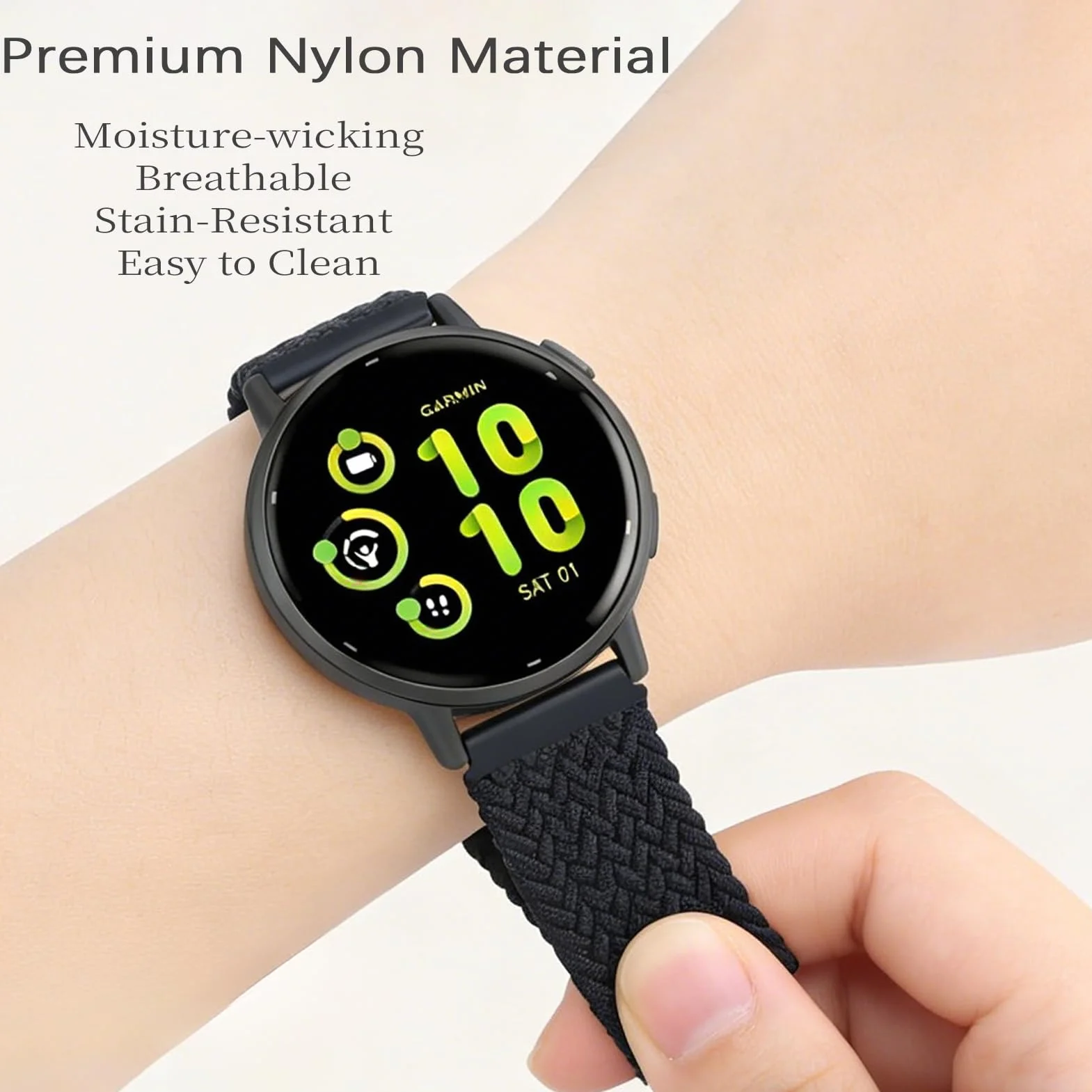 Nylon Correa Compatible para Garmin Vivoactive 5/6/3/Forerunner 55, Ajustable de Suave 20mm