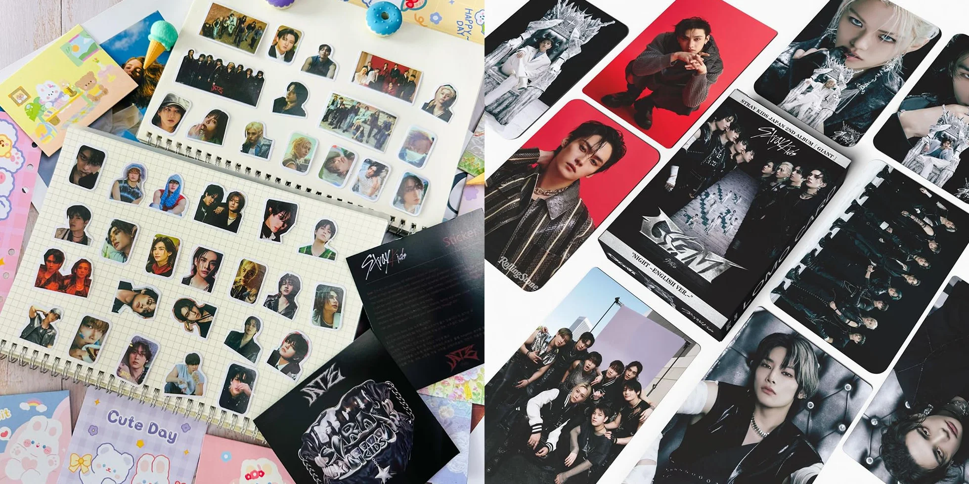 Stray Regalo Set, SKZ Mercancía Para Stay Incluye 1 Photocard Holder, 1 Parches, 1 Espejo Posits Para Libros/50 Hojas, 1 Llavero, 1 Soporte Movil, 2 Pins, 2 Parches, 55 Photocards, 95 Pegatinas