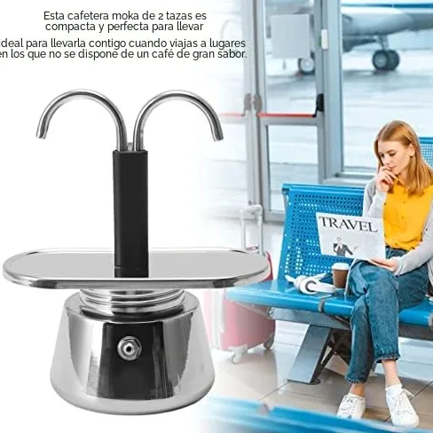 Acouto Moka Pot, 100 Ml Cafetera De Doble Pico Moka Pot Acero Inoxidable Estilo Italiano Diy Cafetera Cafetera De Acero Inoxidable Para Casa Camping Cafe