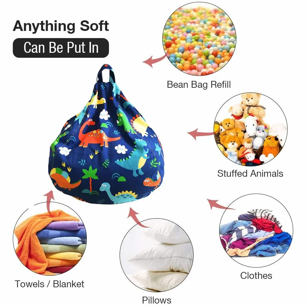 Highdi Funda de Puff sin Relleno Bolsa de Frijoles, Bean Bag Puf Protector de Sofás, para Adulto y Infantil Bean Bag para los Amantes del Fútbol Silla de Salón Infantiles (100x120cm,Fútbol)