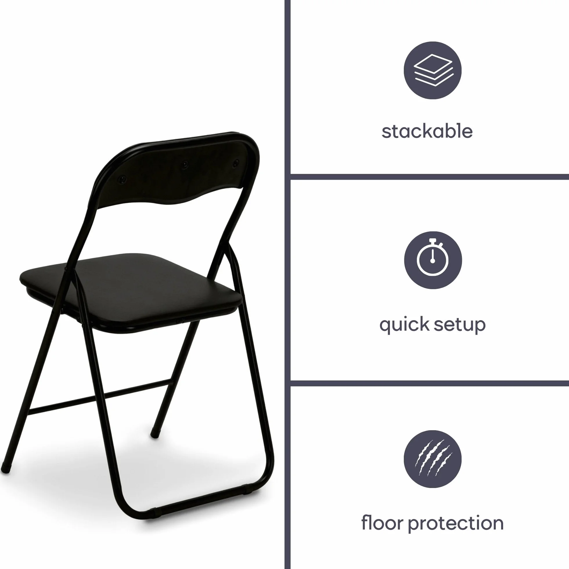 Velleman FP168B - Silla plegable, 38 x 43 x 78 cm, Negro
