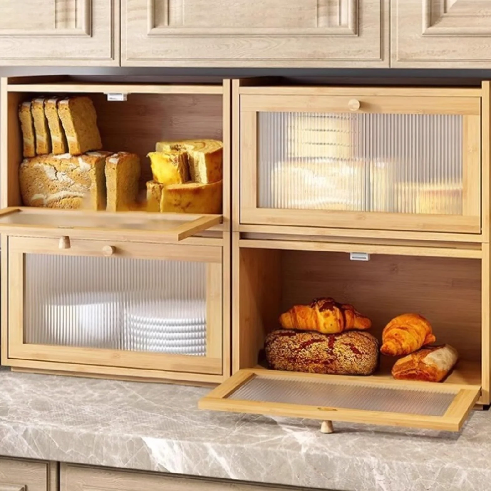 Caja De Pan Panera para Pan Caja De Pan para Encimera De Cocina Caja De Pan De Madera De Bambú Contenedor De Almacenamiento De Pan De Gran Capacidad Caja Contenedor De Pan(Black)