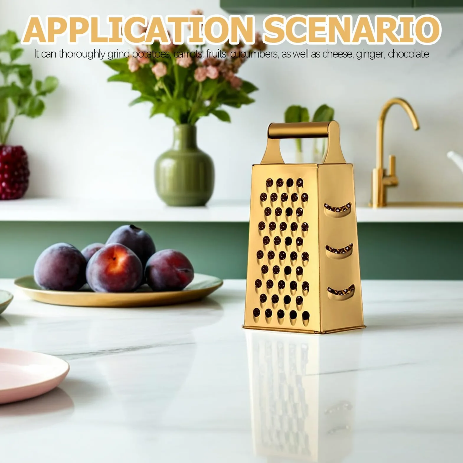 UKCOCO Rallador Manual Mango Antideslizante de Acero Inoxidable para Cortar Verduras y Rallar Queso, Herramienta Multifuncional Adecuado para Cocina Doméstica
