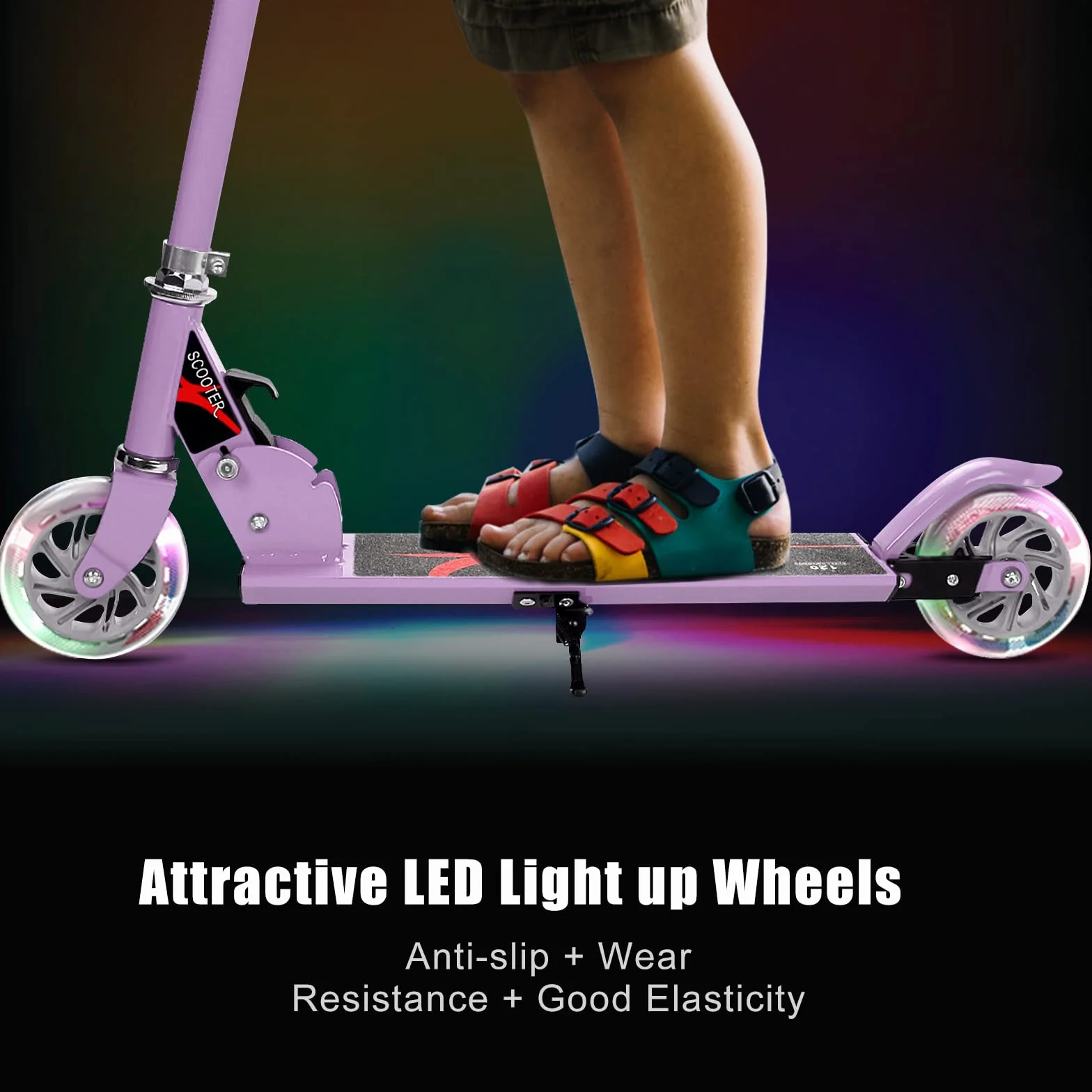 KOMFOTTEU Patinete para Niños 2 Ruedas LED Plegable Aluminio Altura Regulable Scooter Infantil Carga 70 kg 4+ Años
